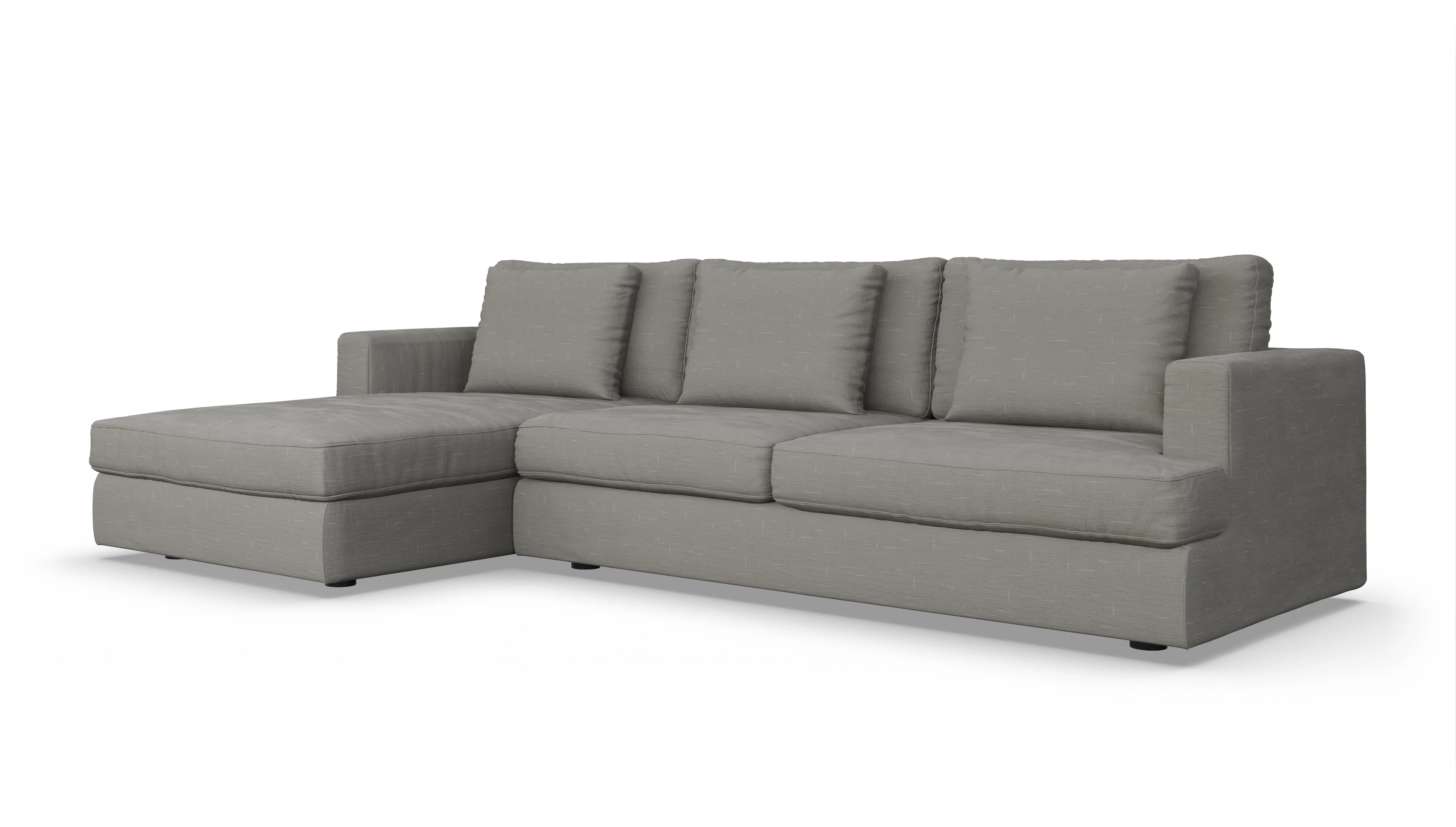 Schlafsofa Sospiri Ansicht des Produktes Sospiri Sofa mit Rec links in Stoff grau