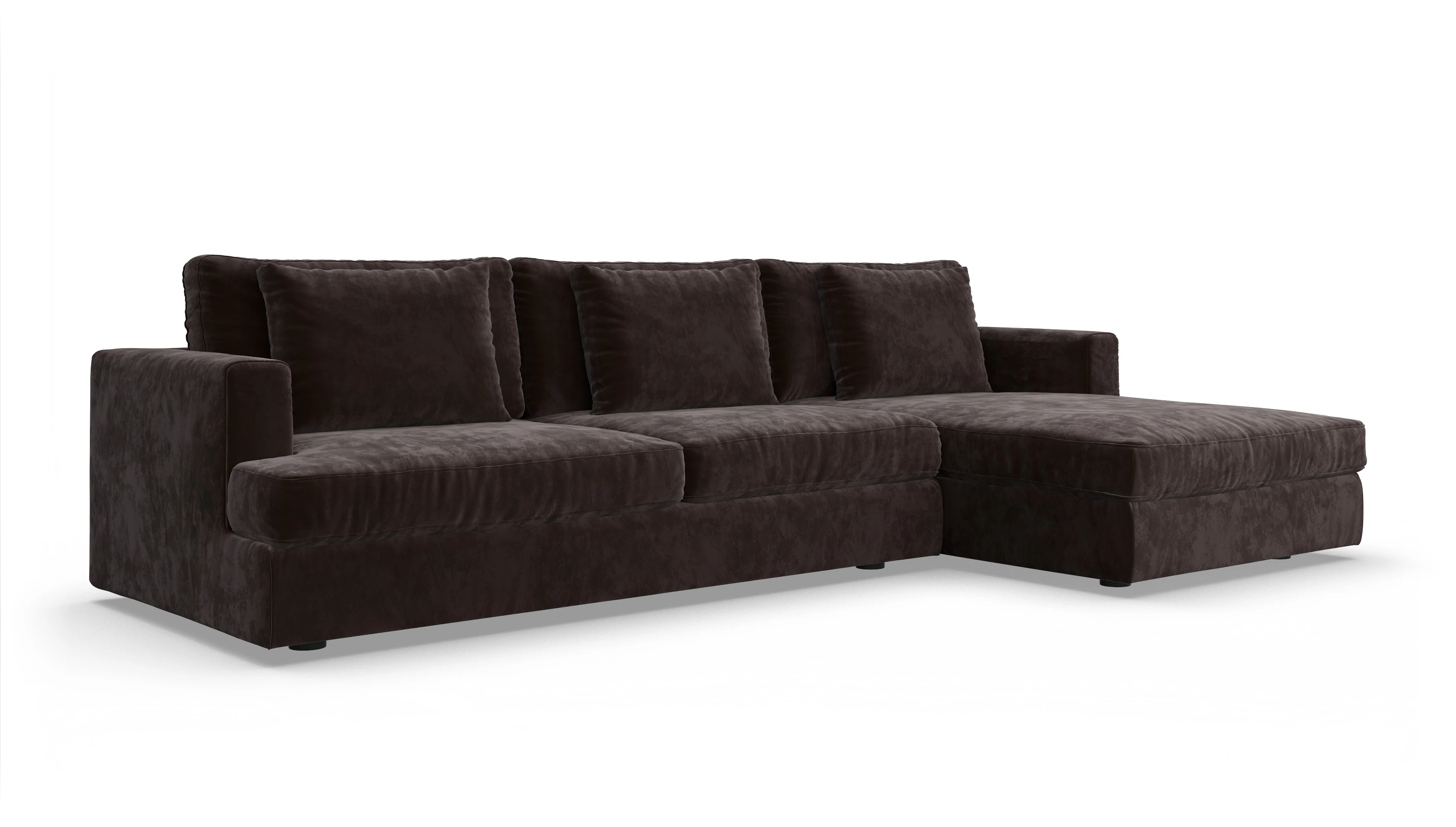 Ansicht des Produktes Sospiri Sofa mit Rec rechts in Samt braun