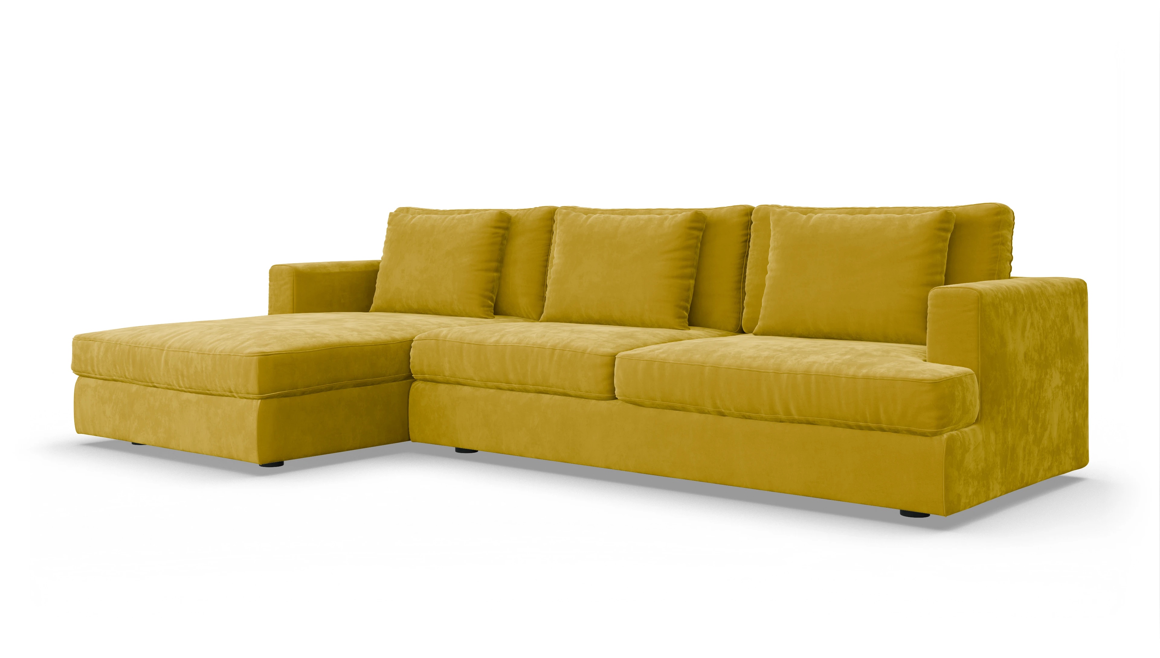 Ansicht des Produktes Sospiri Sofa mit Rec links in Samt gelb