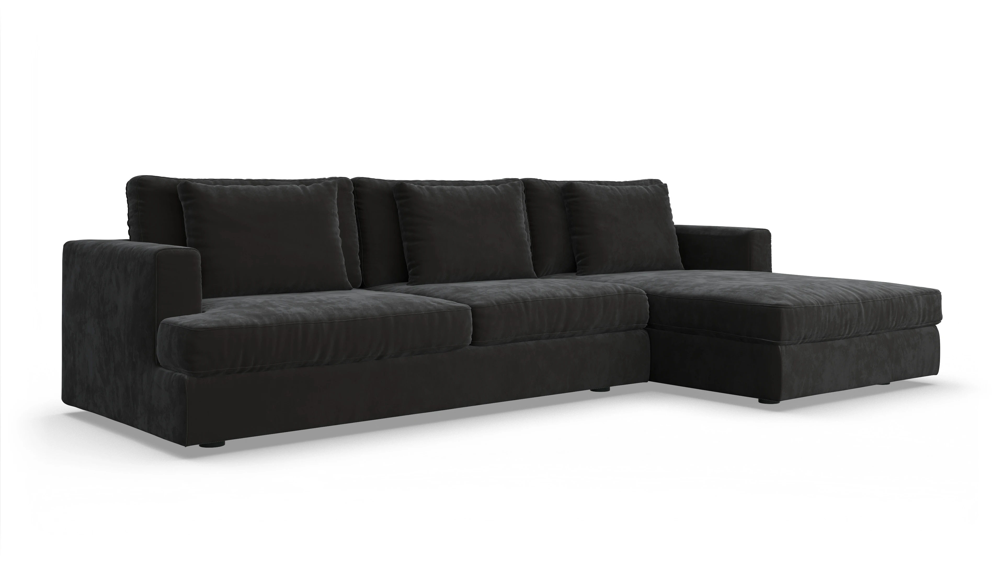 Schlafsofa Sospiri Ansicht des Produktes Sospiri Sofa mit Rec rechts in Samt grau