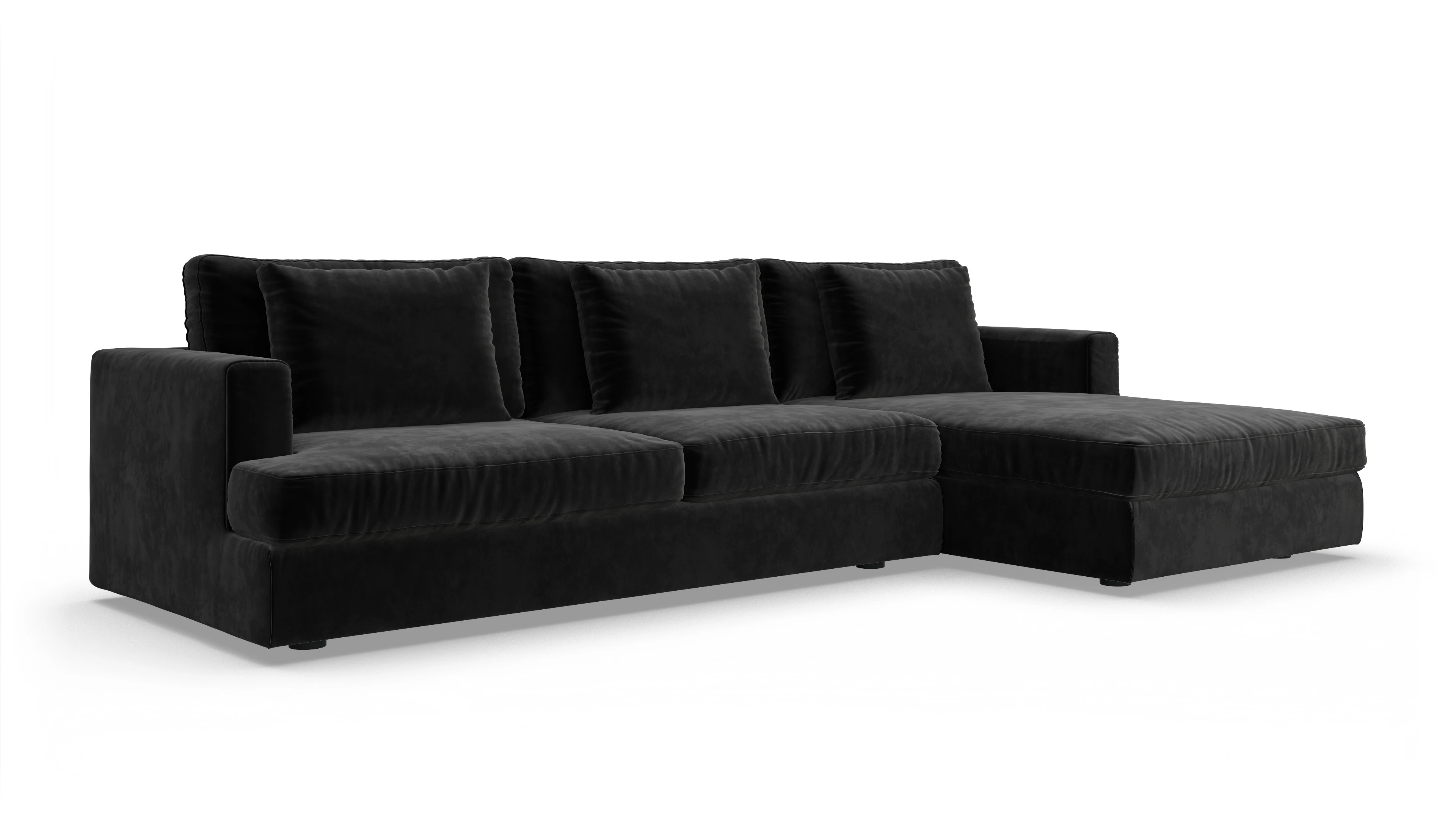 Ansicht des Produktes Sospiri Sofa mit Rec rechts in Samt schwarz