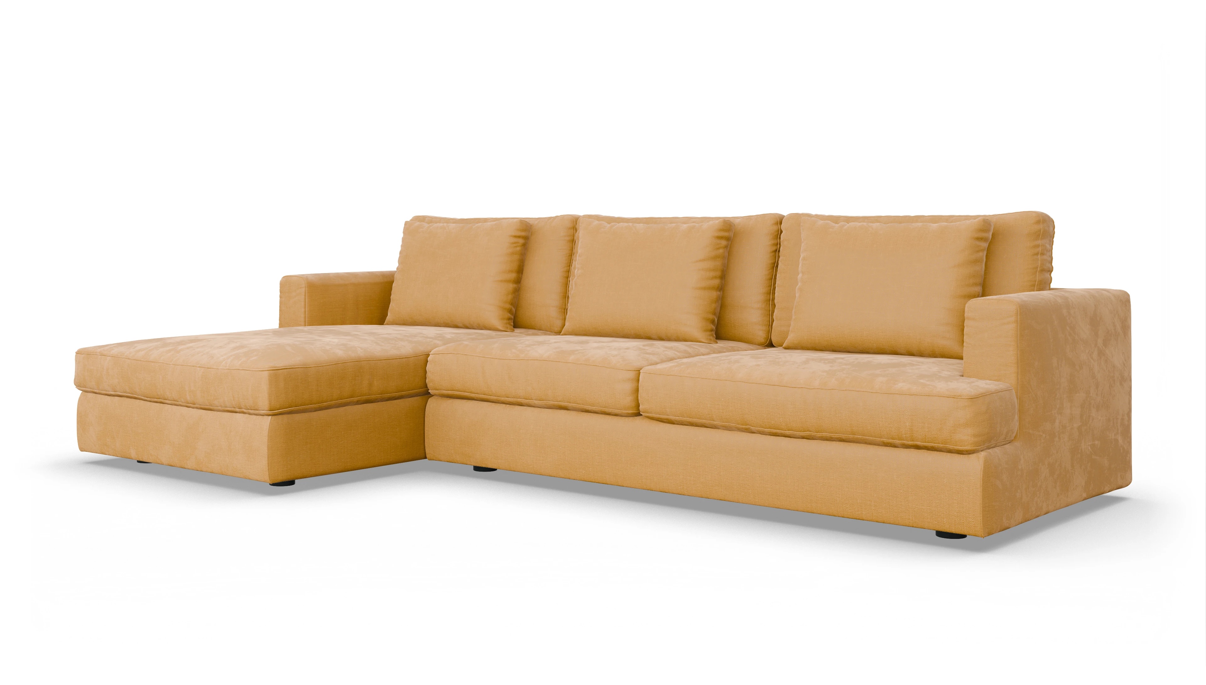 Schlafsofa Sospiri Ansicht des Produktes Sospiri Sofa mit Rec links in Stoff gelb