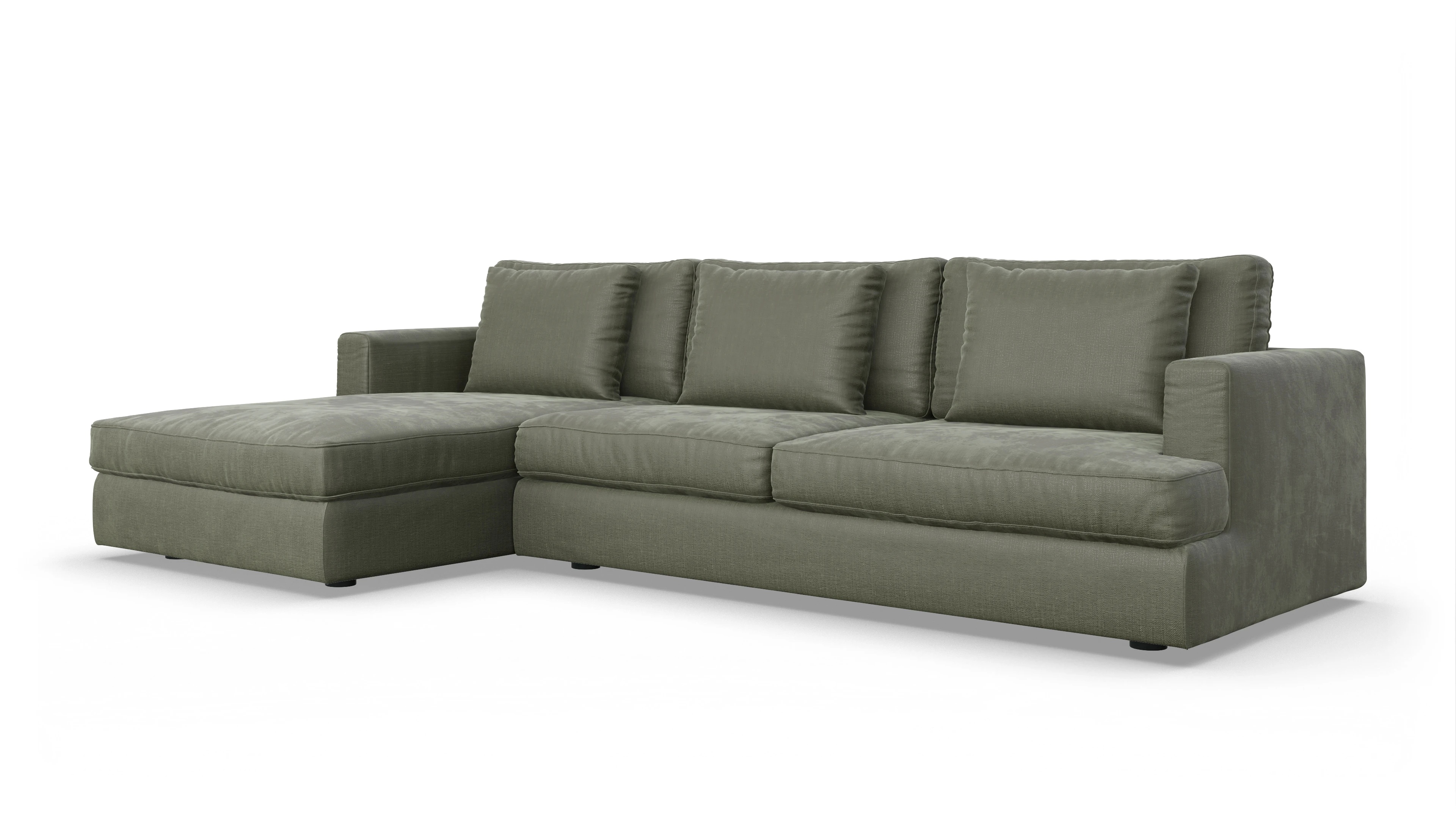 Ansicht des Produktes Sospiri Sofa mit Rec links in Stoff grün