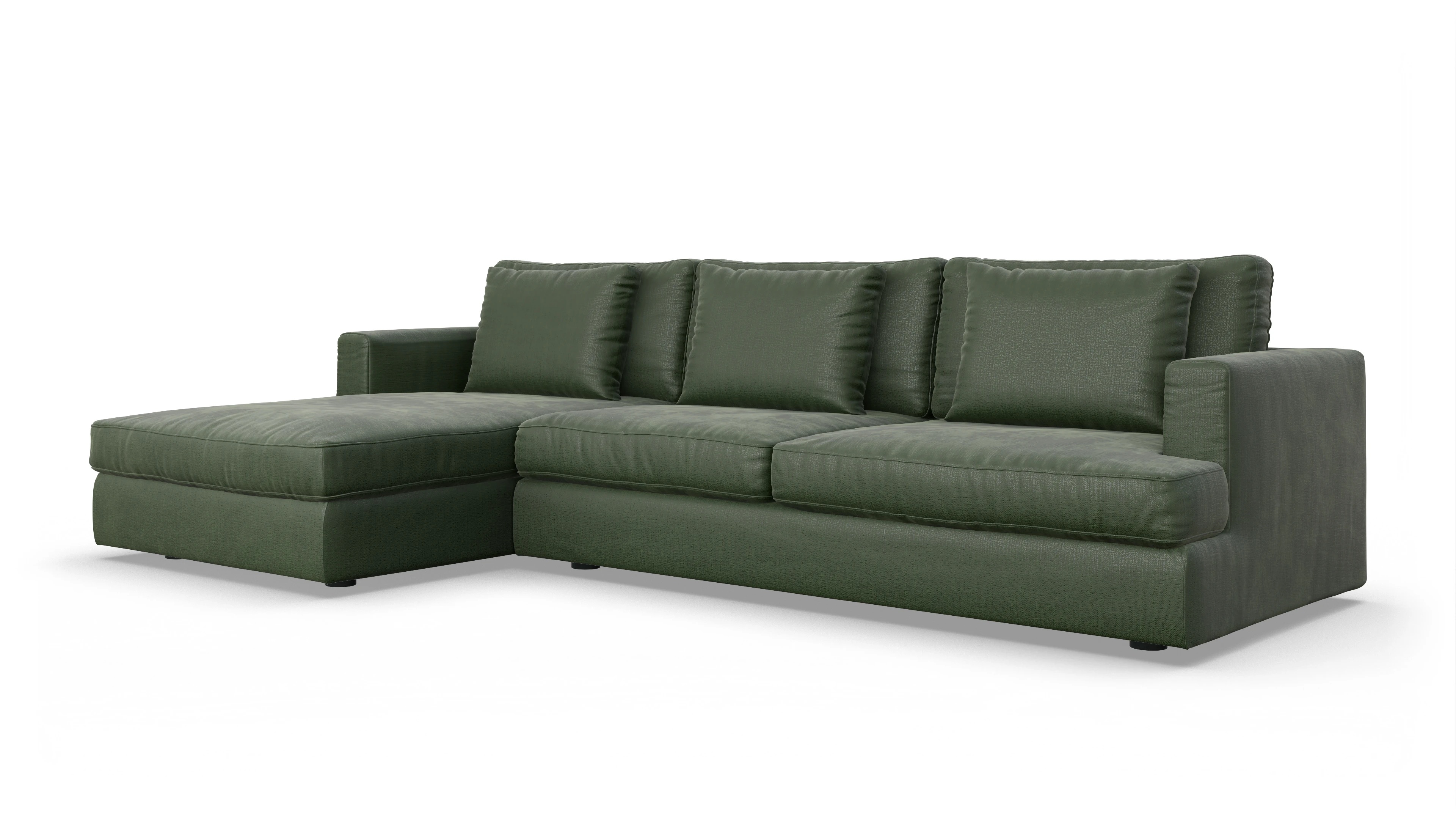 Ansicht des Produktes Sospiri Sofa mit Rec links in Stoff grün
