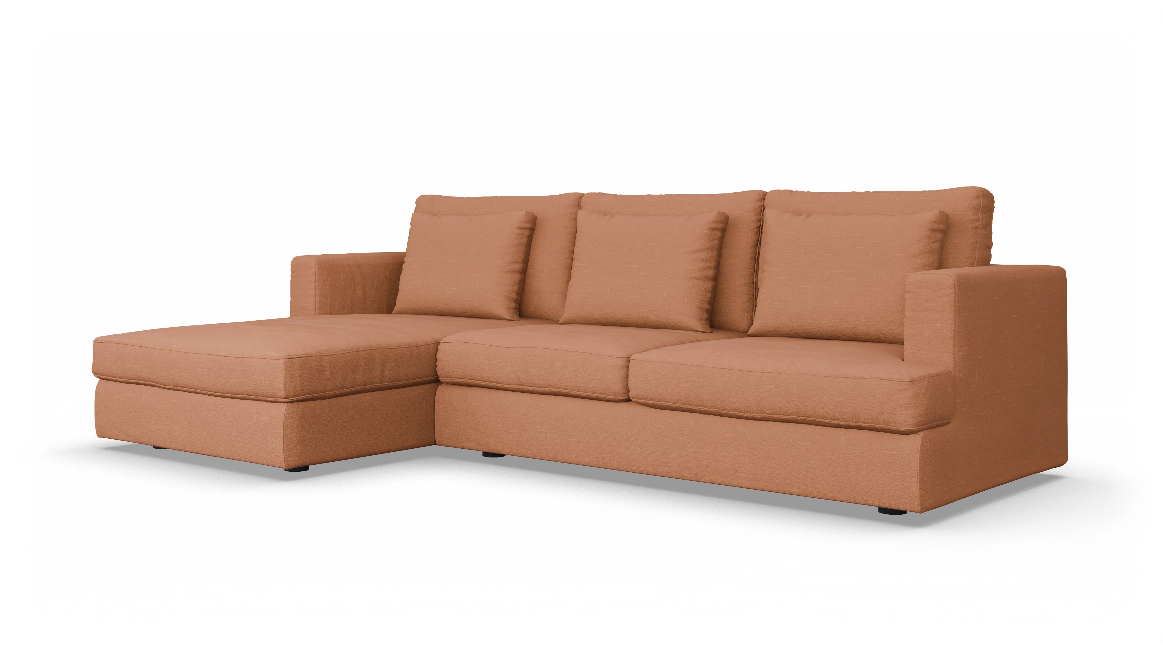Stoffsofa Sospiri Ansicht des Produktes Sospiri Sofa mit Rec links in Stoff orange