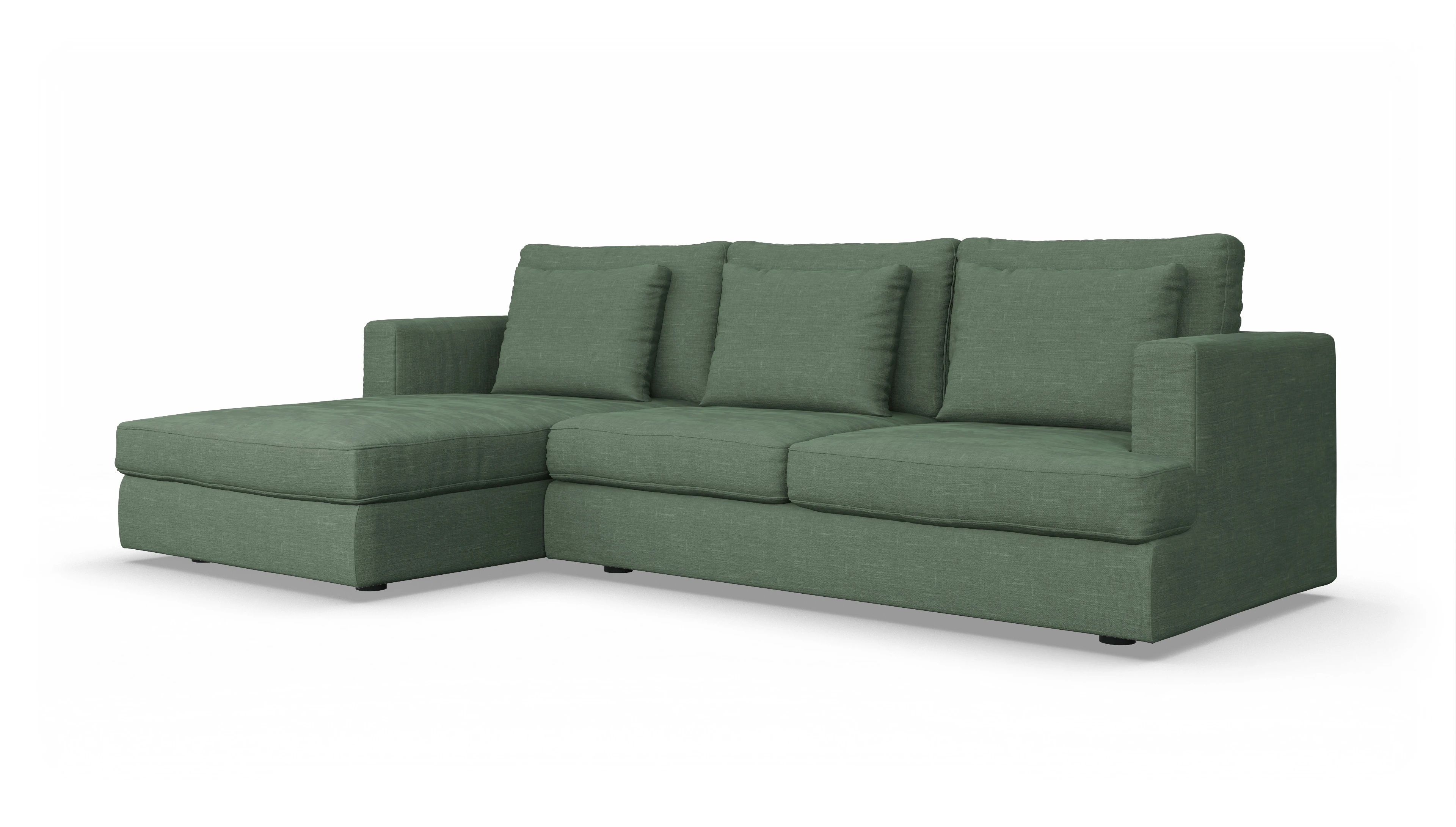 Ansicht des Produktes Sospiri Sofa mit Rec links in Stoff grün