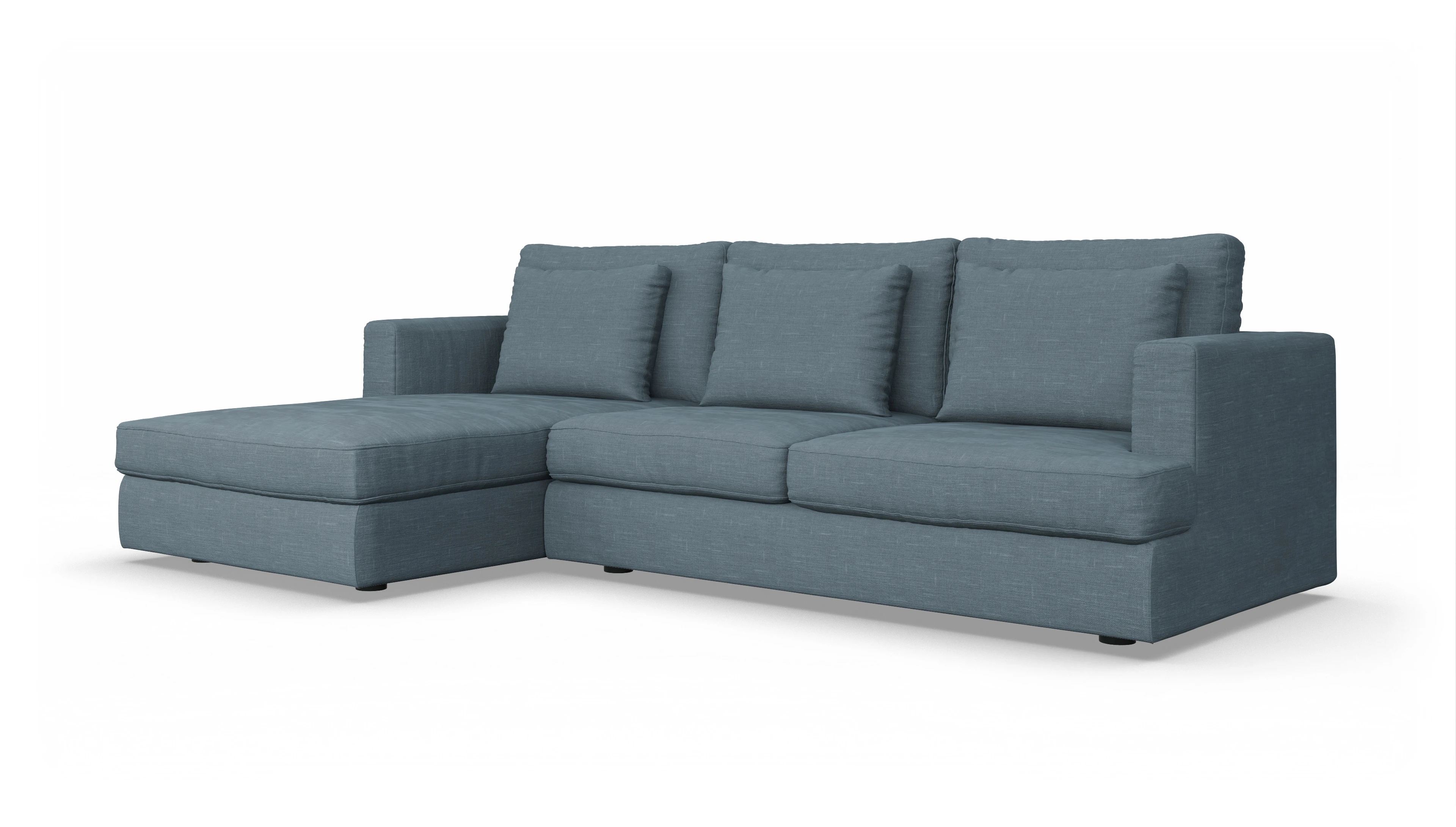 Stoffsofa Sospiri Ansicht des Produktes Sospiri Sofa mit Rec links in Stoff blau