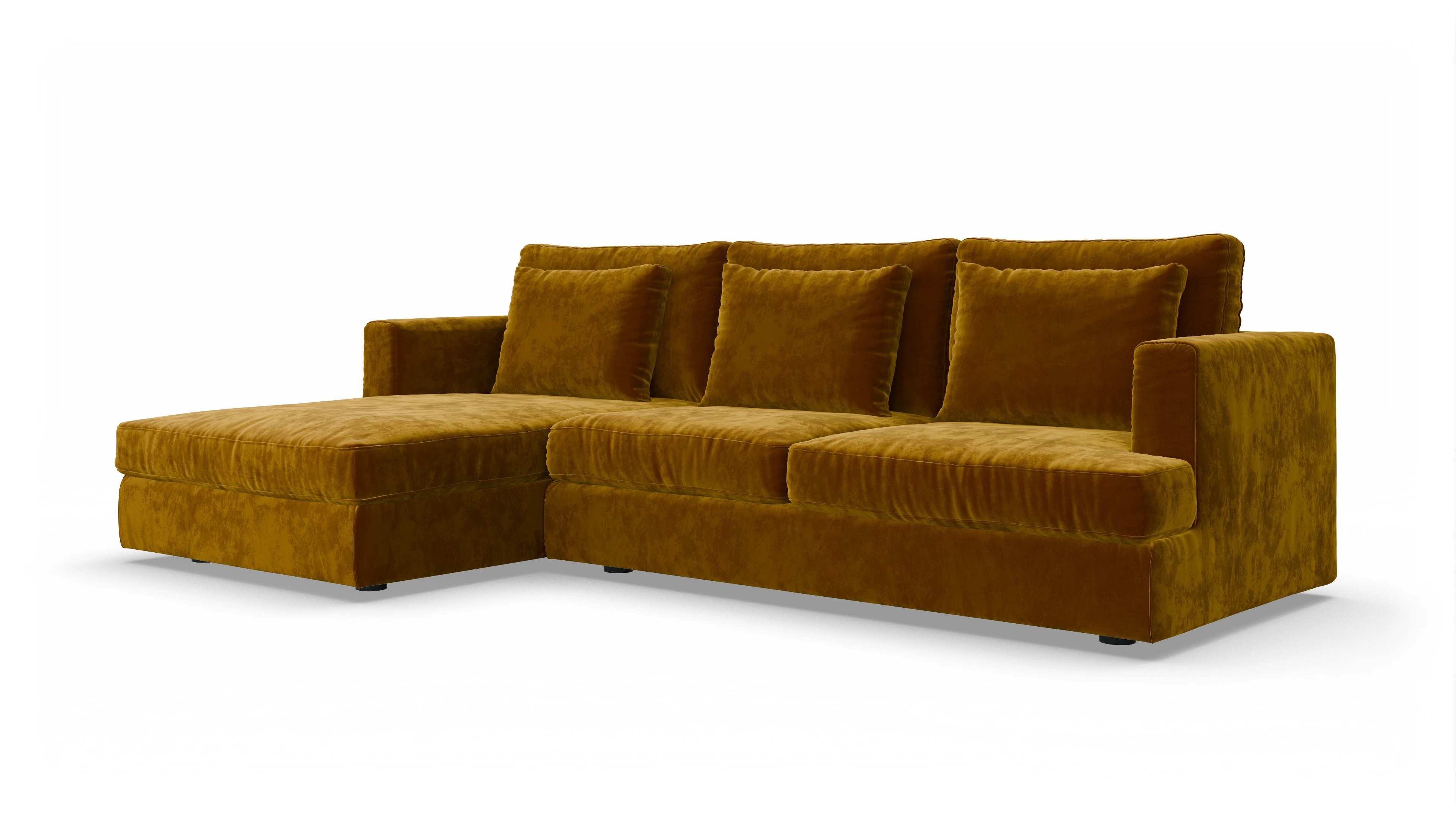 Ansicht des Produktes Sospiri Sofa mit Rec links in Samt gelb