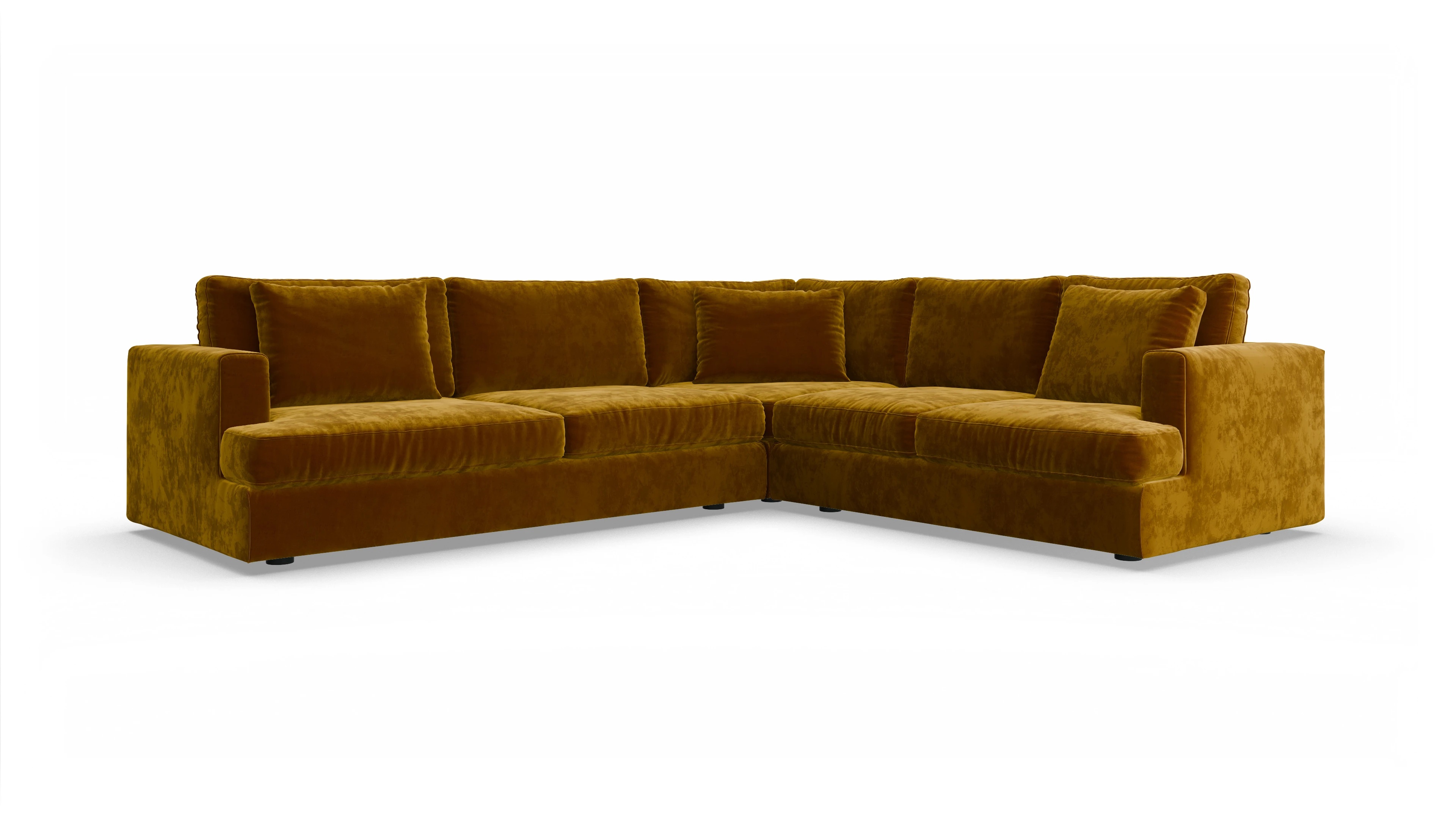 Stoffsofa Sospiri Ansicht des Produktes Sospiri Ecksofa Rechts in Samt gelb