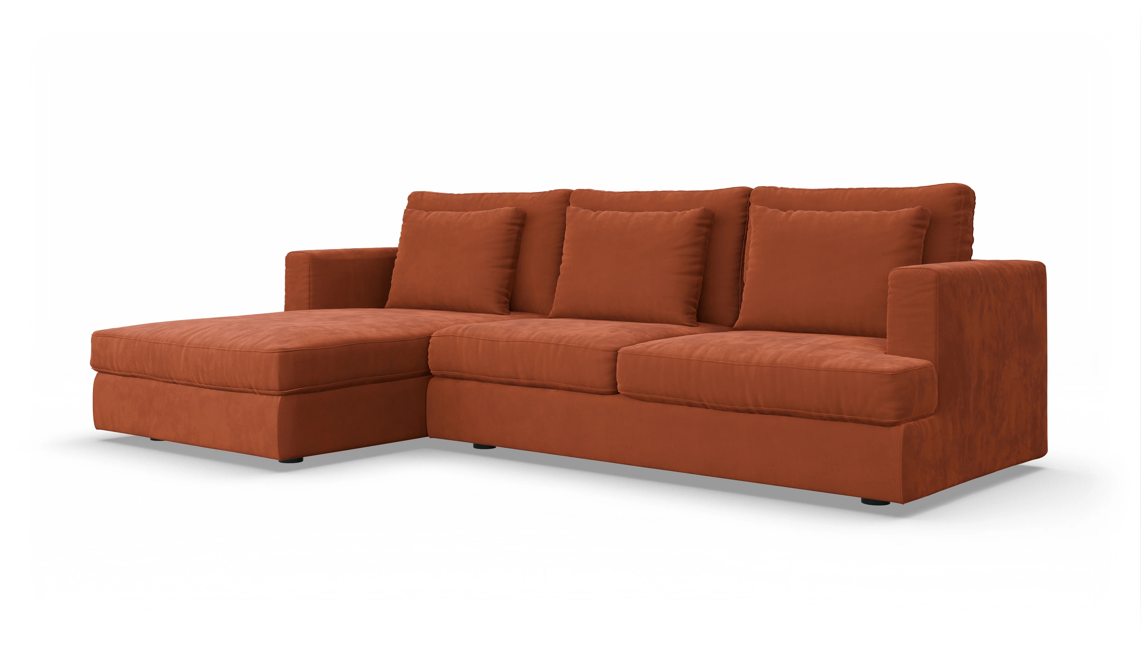 Stoffsofa Sospiri Ansicht des Produktes Sospiri Sofa mit Rec links in Samt orange