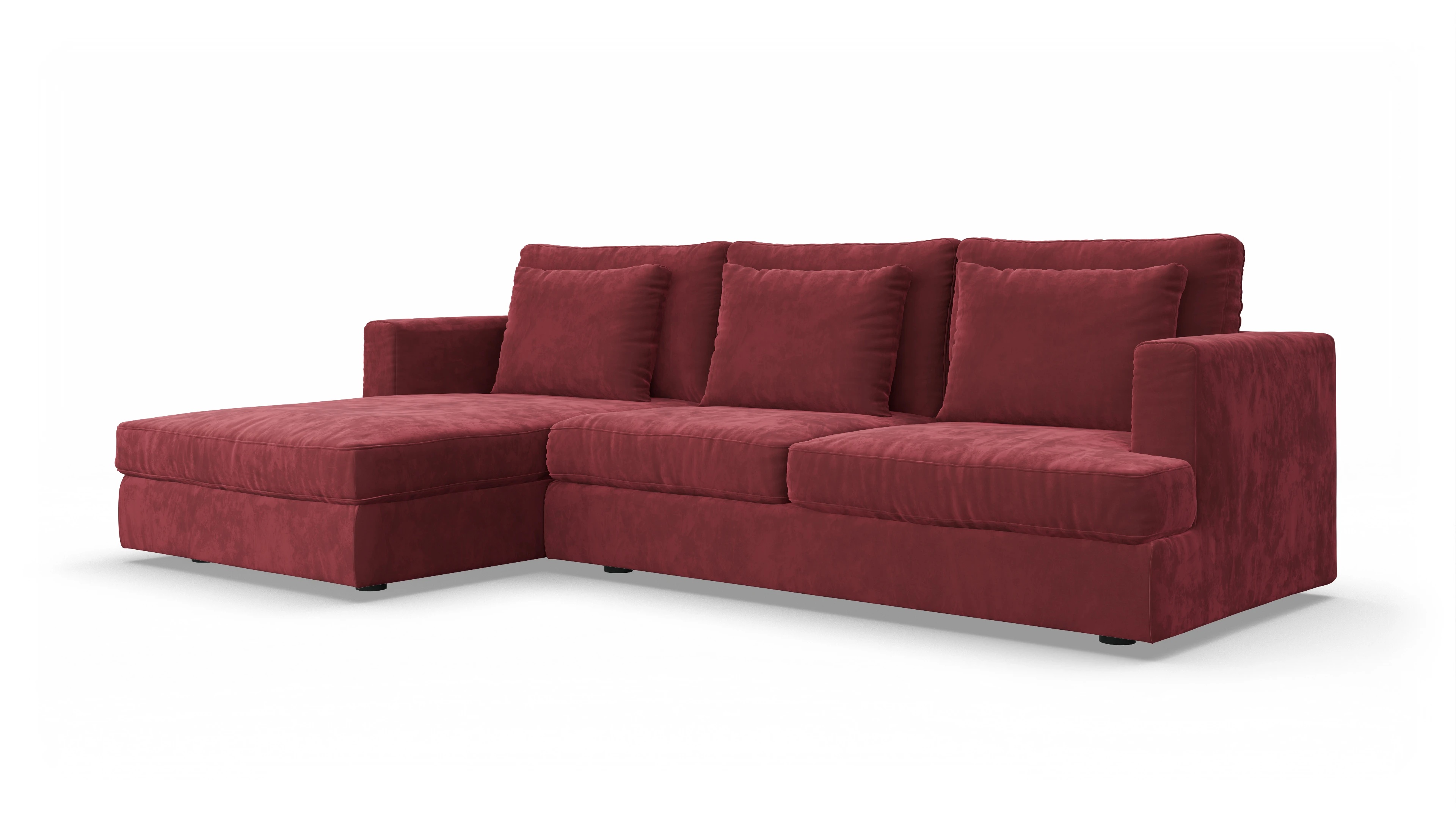 Stoffsofa Sospiri Ansicht des Produktes Sospiri Sofa mit Rec links in Samt rot