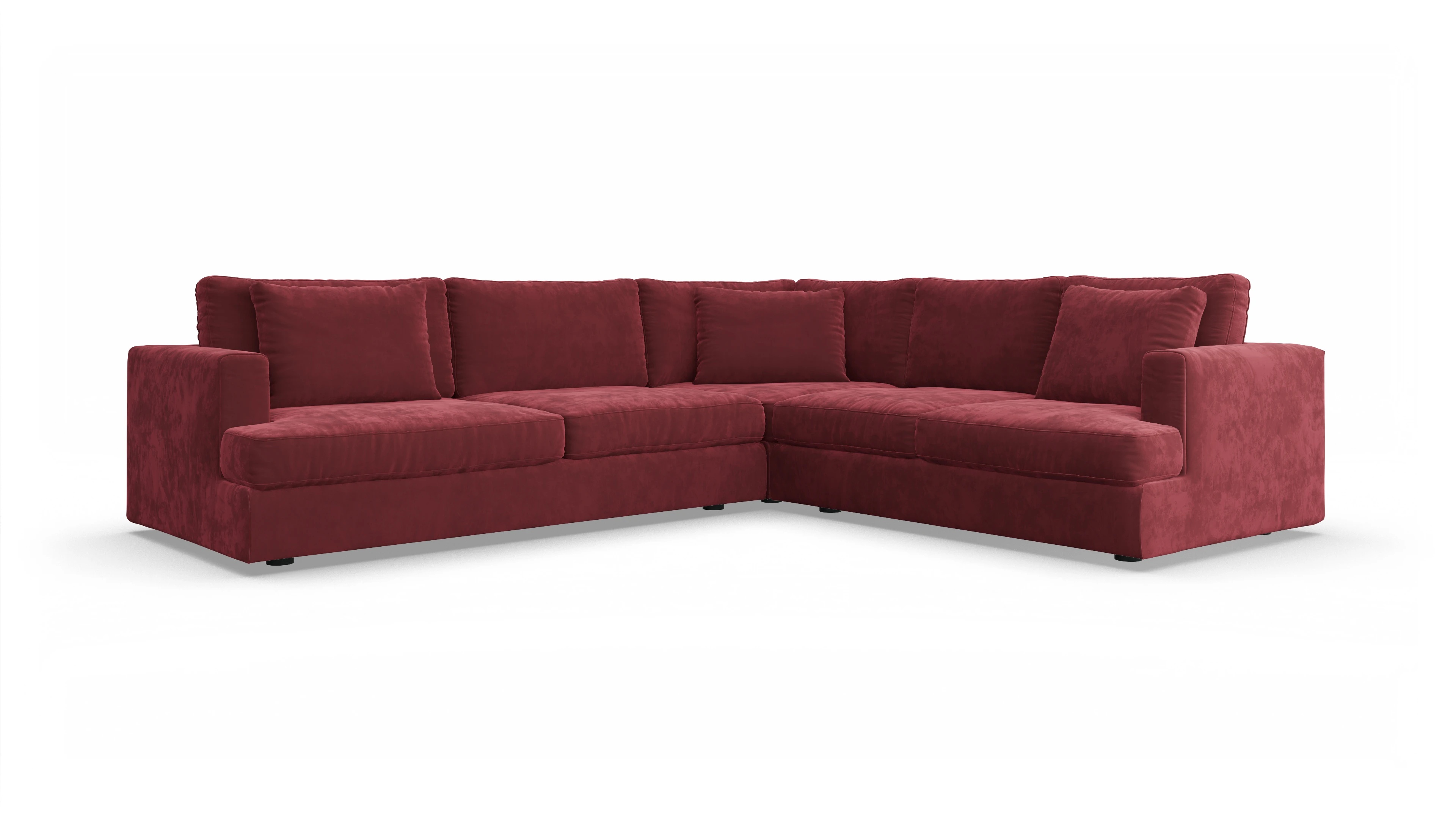 Stoffsofa Sospiri Ansicht des Produktes Sospiri Ecksofa Rechts in Samt rot