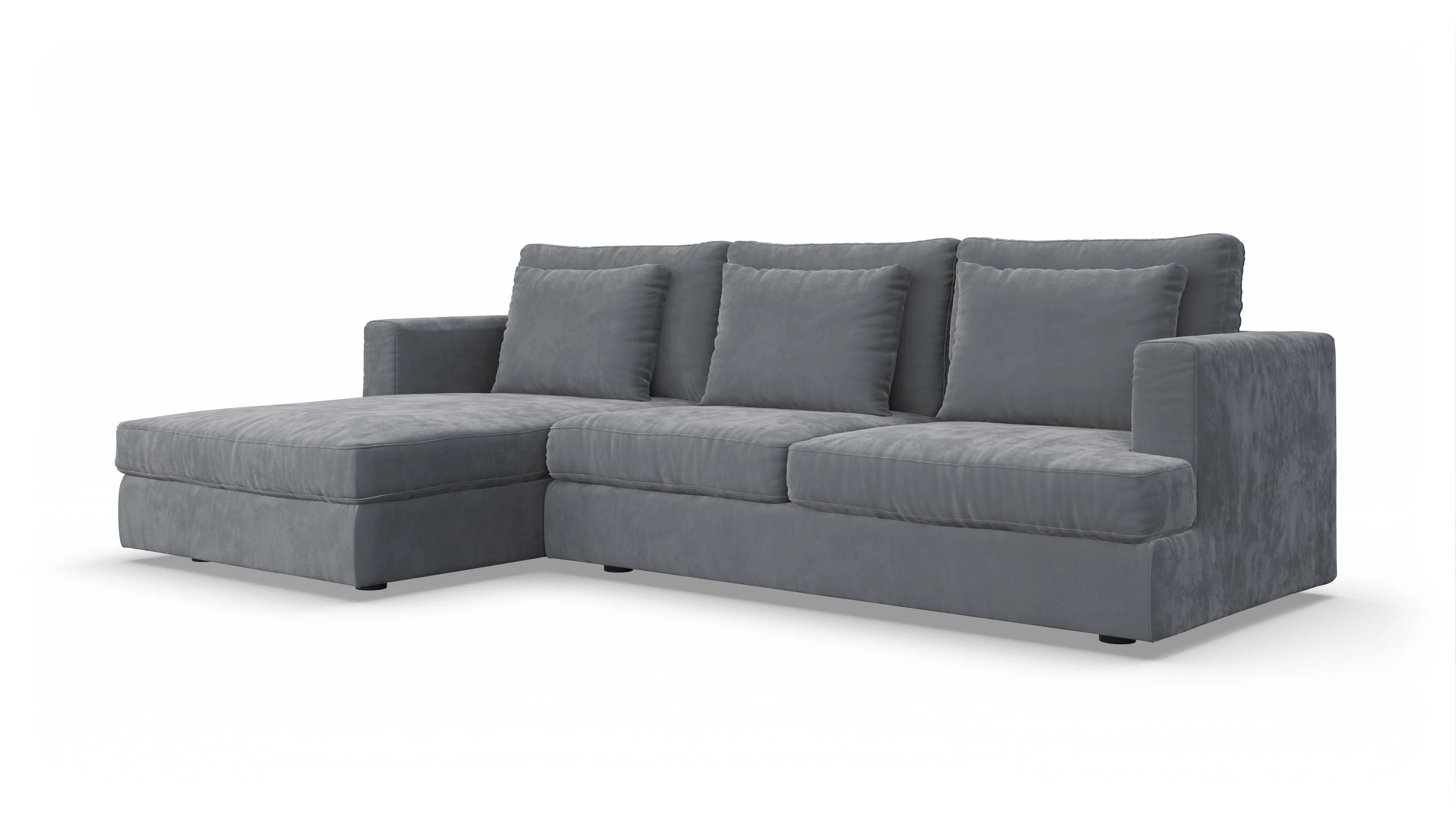 Stoffsofa Sospiri Ansicht des Produktes Sospiri Sofa mit Rec links in Samt grau