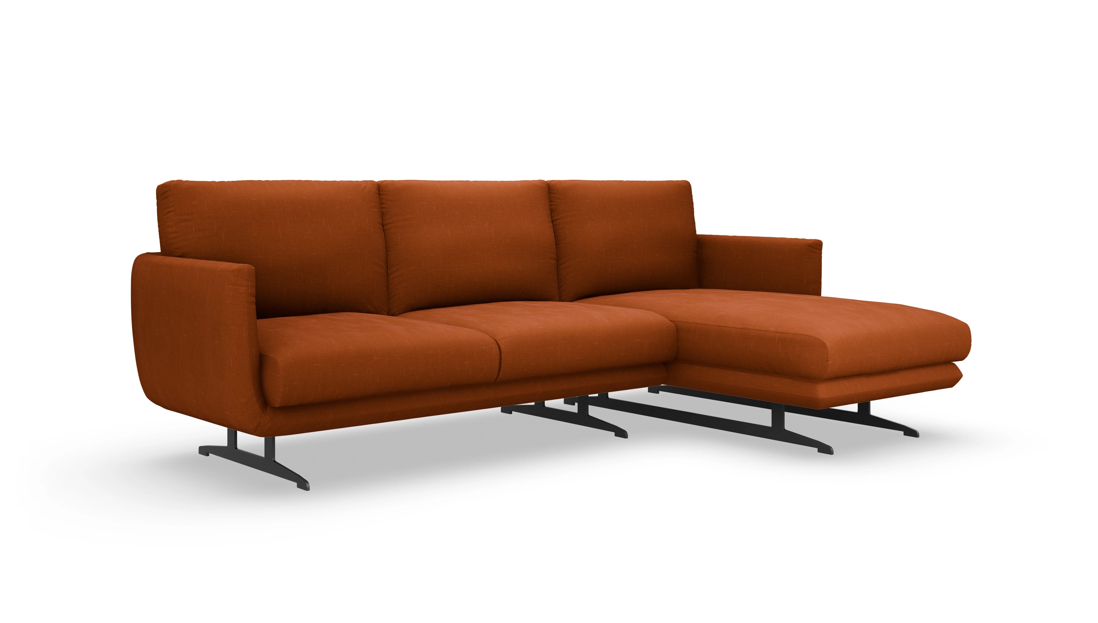 Ansicht des Produktes Boteri Sofa mit Rec rechts in Stoff orange