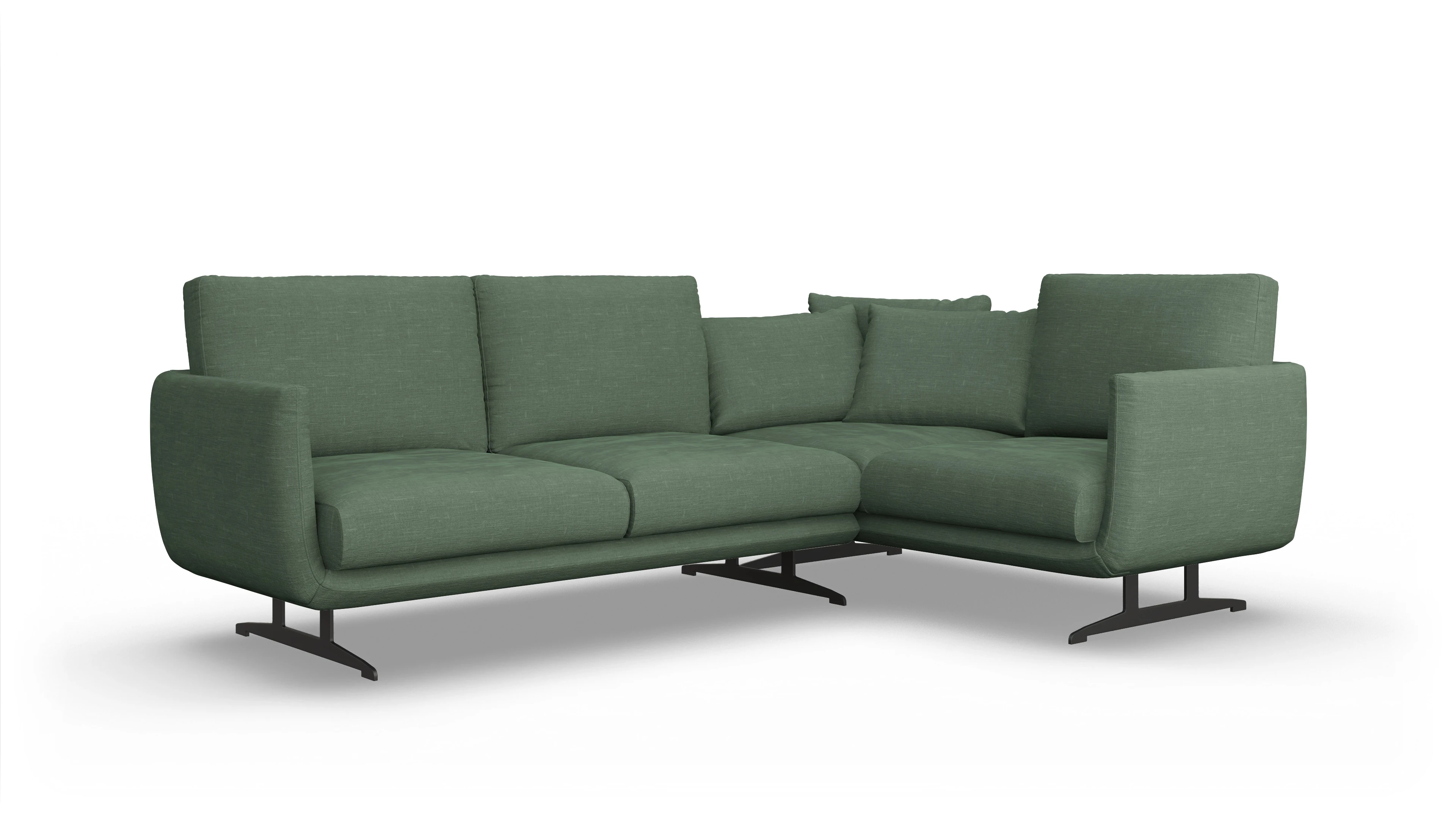 Ansicht des Produktes Boteri Ecksofa Rechts in Stoff grün