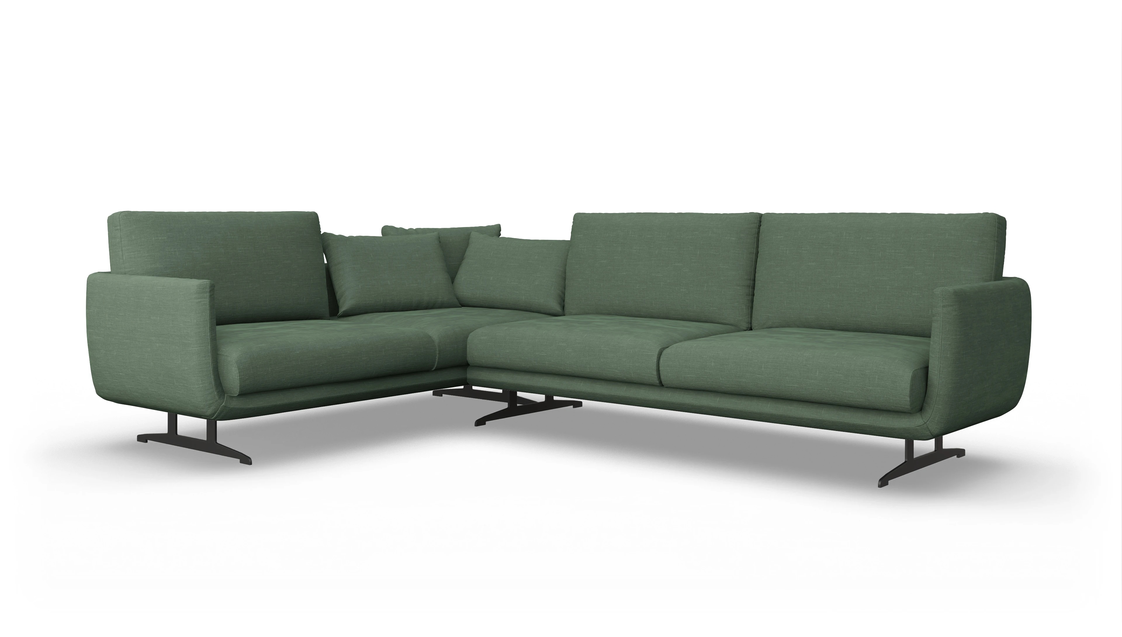 Ansicht des Produktes Boteri Ecksofa Links in Stoff grün