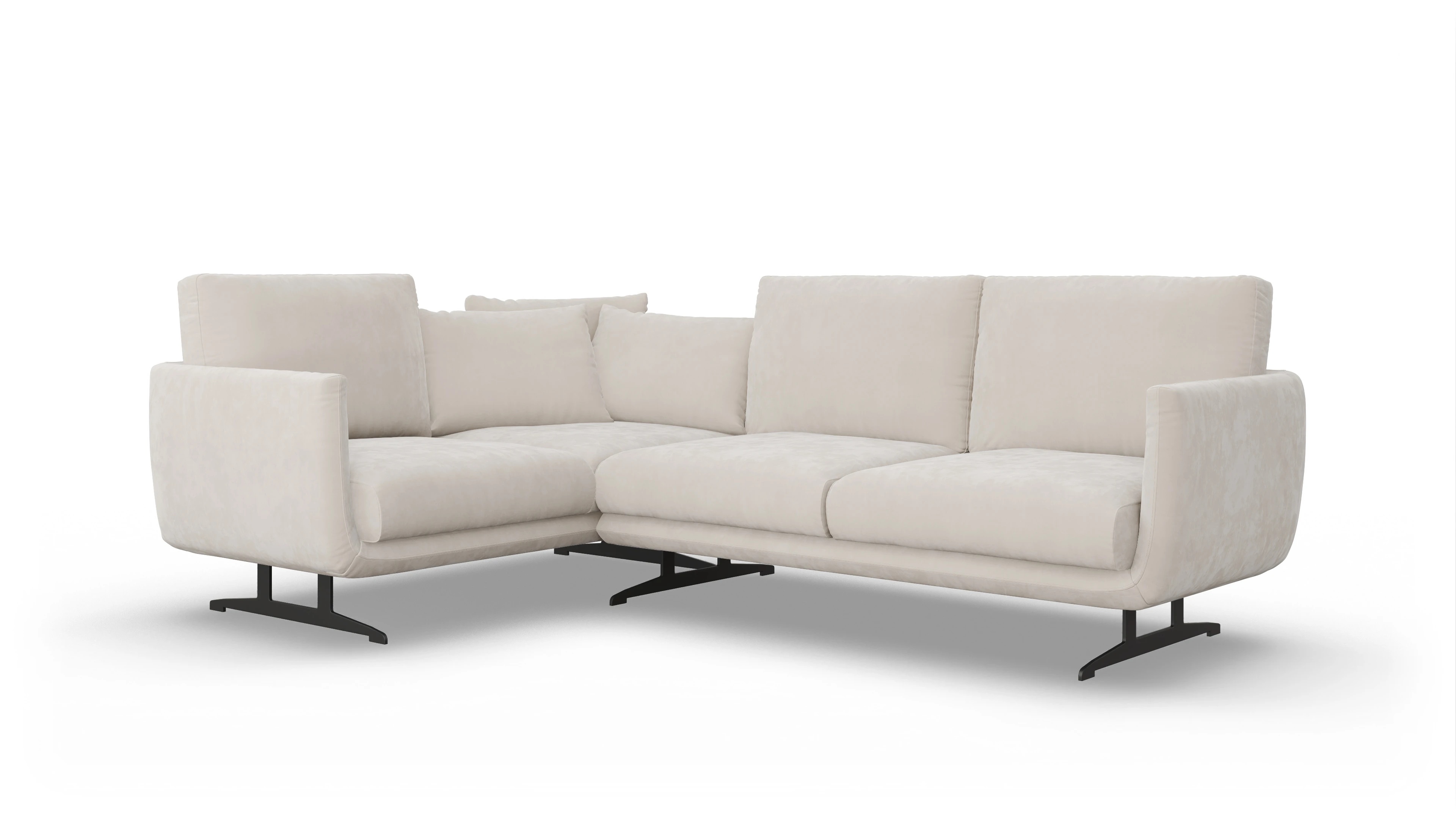 Ansicht des Produktes Boteri Ecksofa Links in Samt weiß
