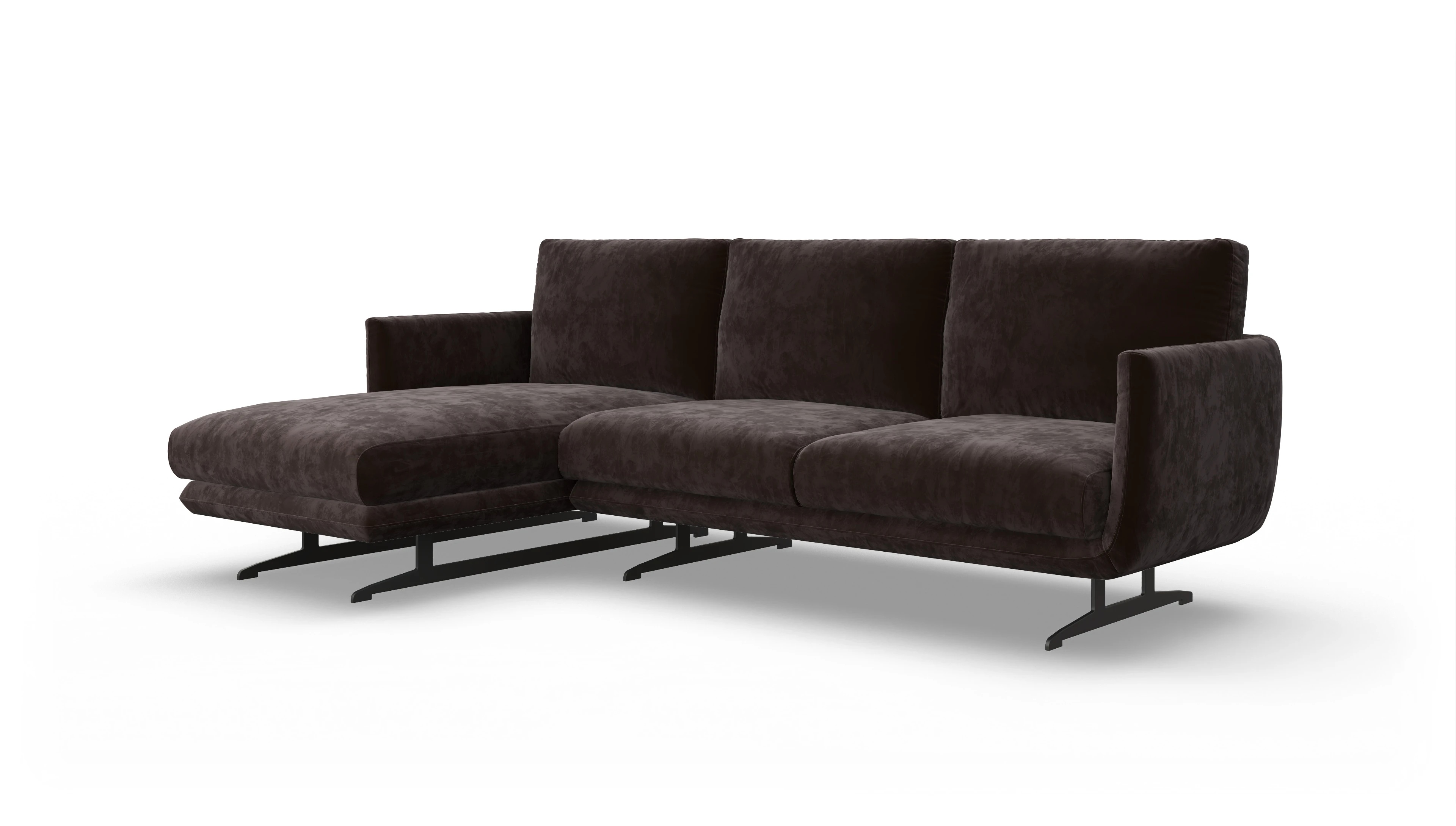 Ansicht des Produktes Boteri Sofa mit Rec links in Samt braun