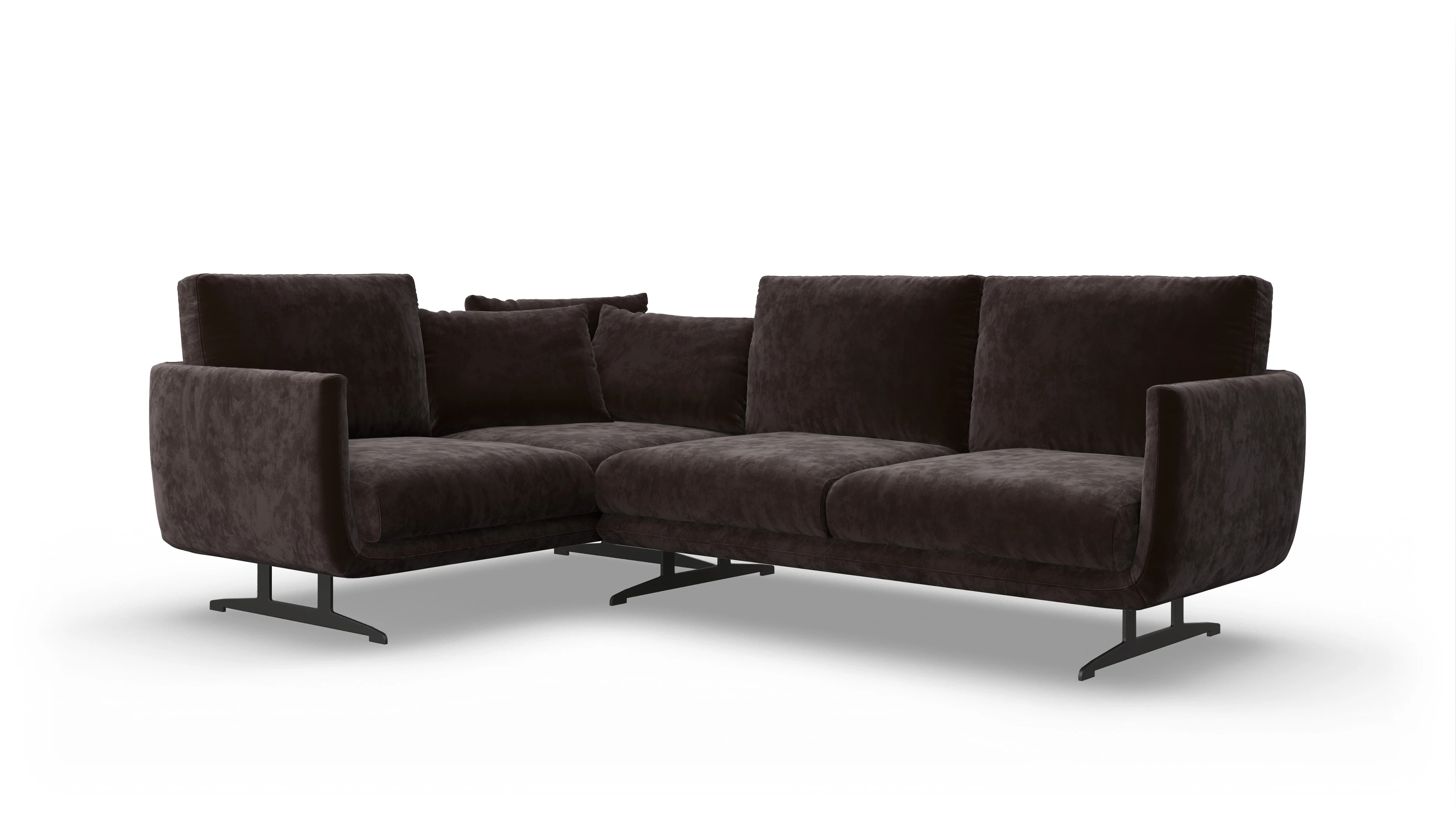 Ansicht des Produktes Boteri Ecksofa Links in Samt braun