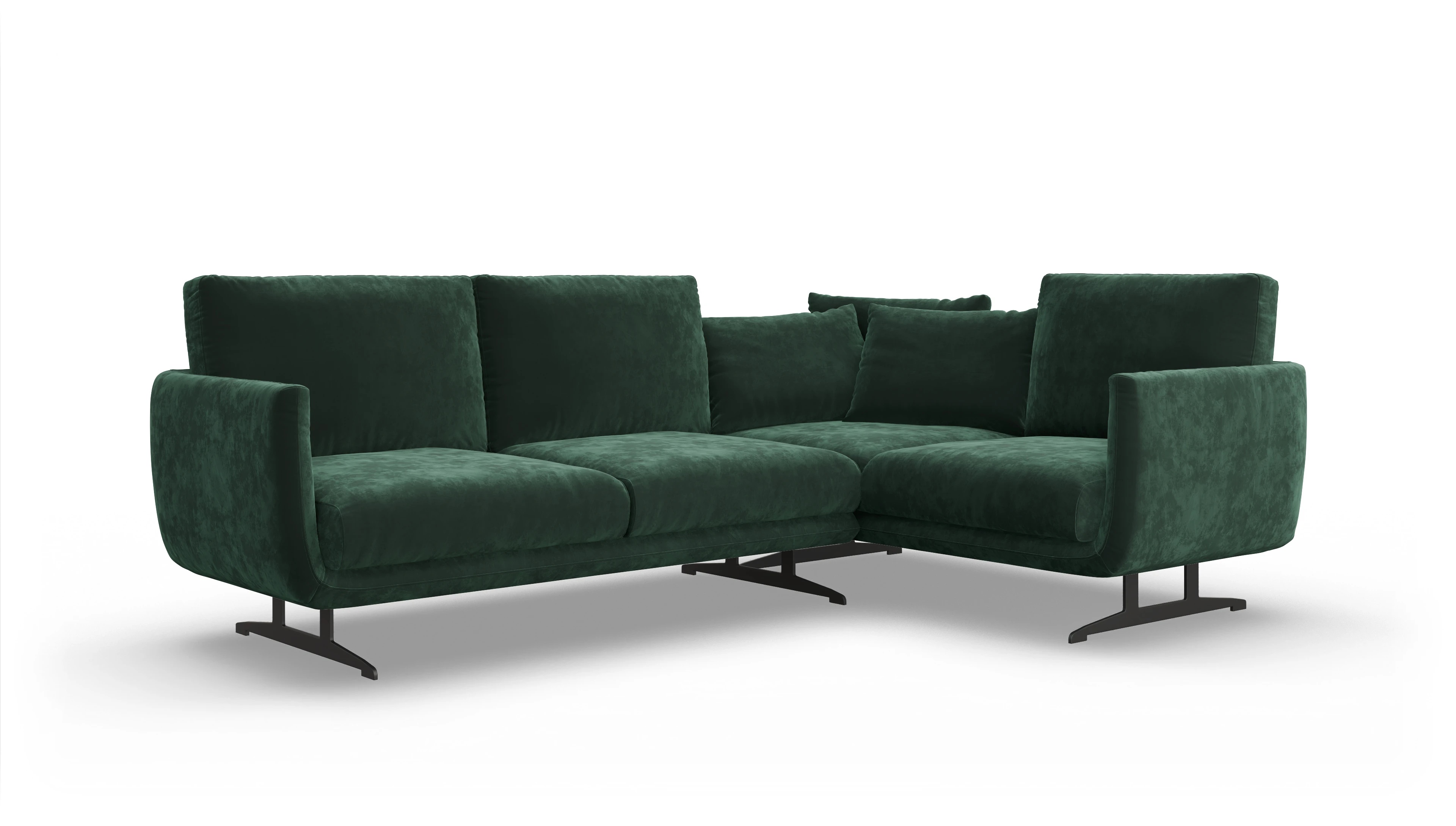 Ansicht des Produktes Boteri Ecksofa Rechts in Samt grün
