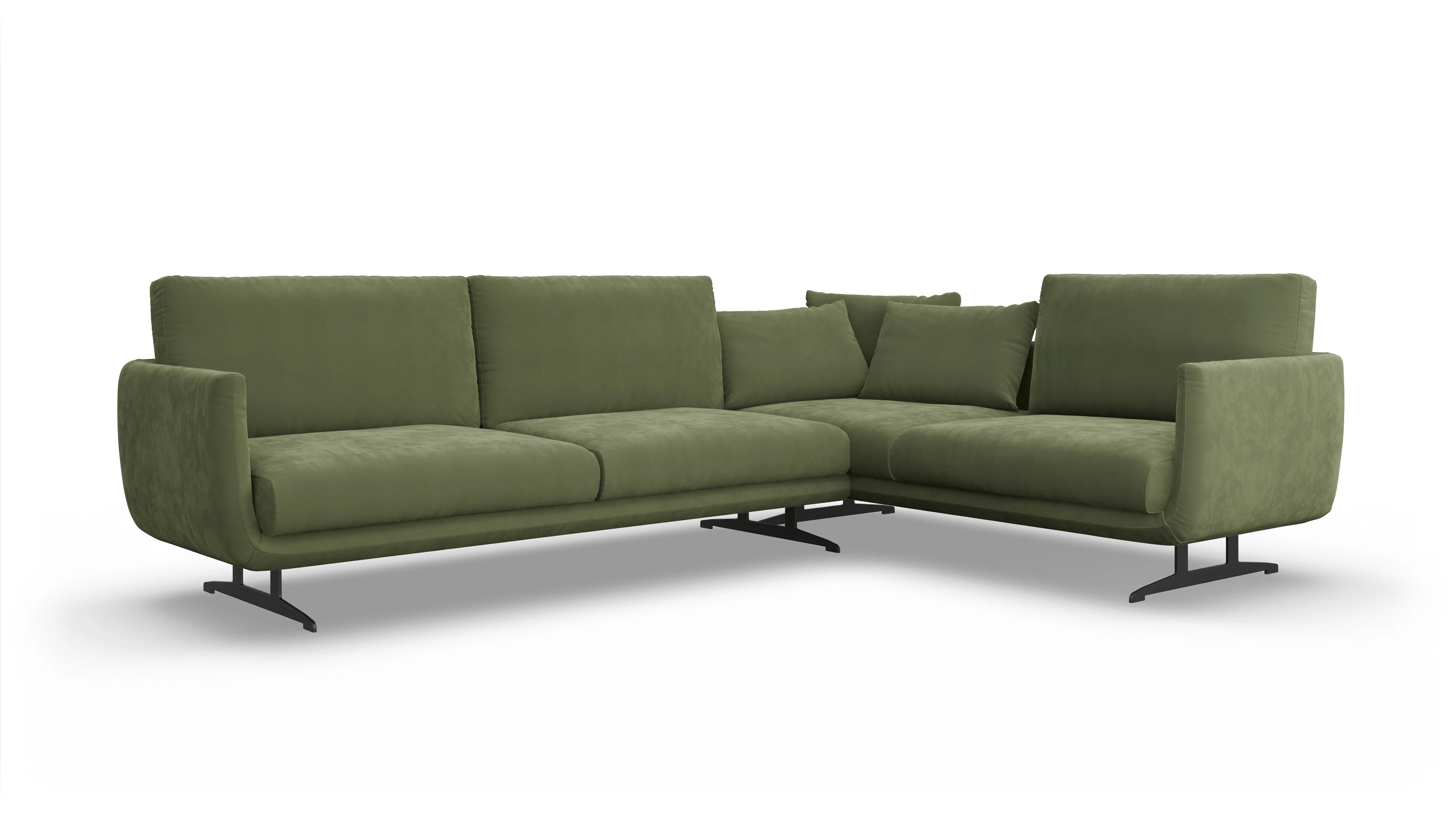 Ansicht des Produktes Boteri Ecksofa Rechts in Samt grün