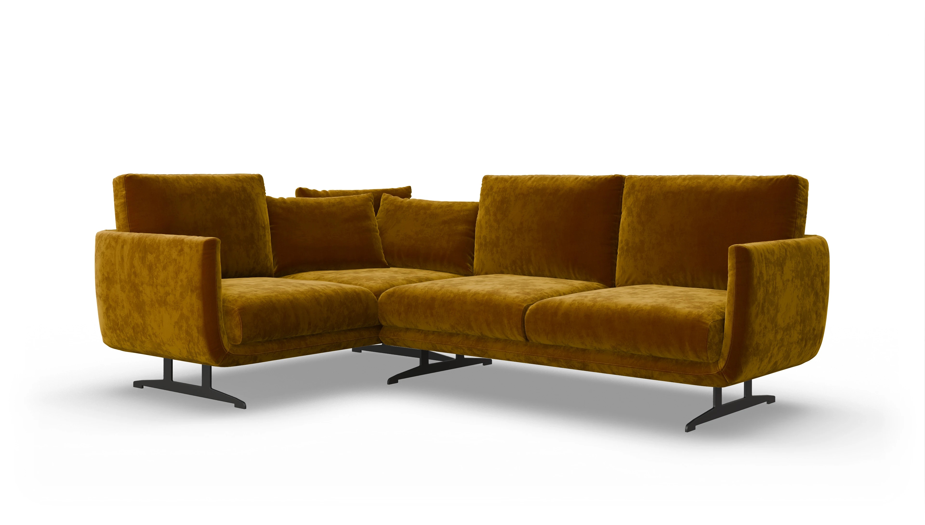 Designer-Sofa Boteri Ansicht des Produktes Boteri Ecksofa Links in Samt gelb