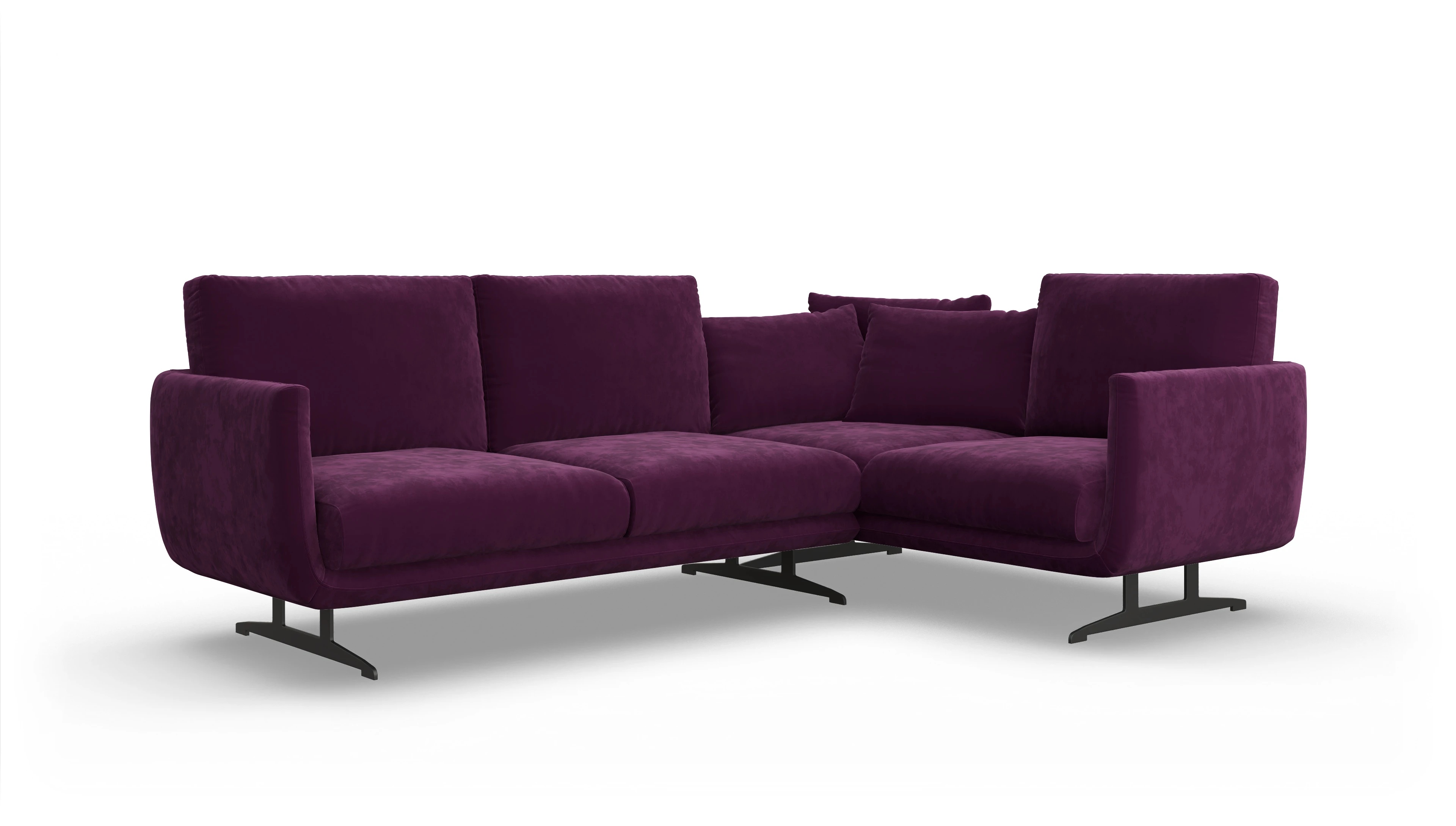 Ansicht des Produktes Boteri Ecksofa Rechts in Samt rot