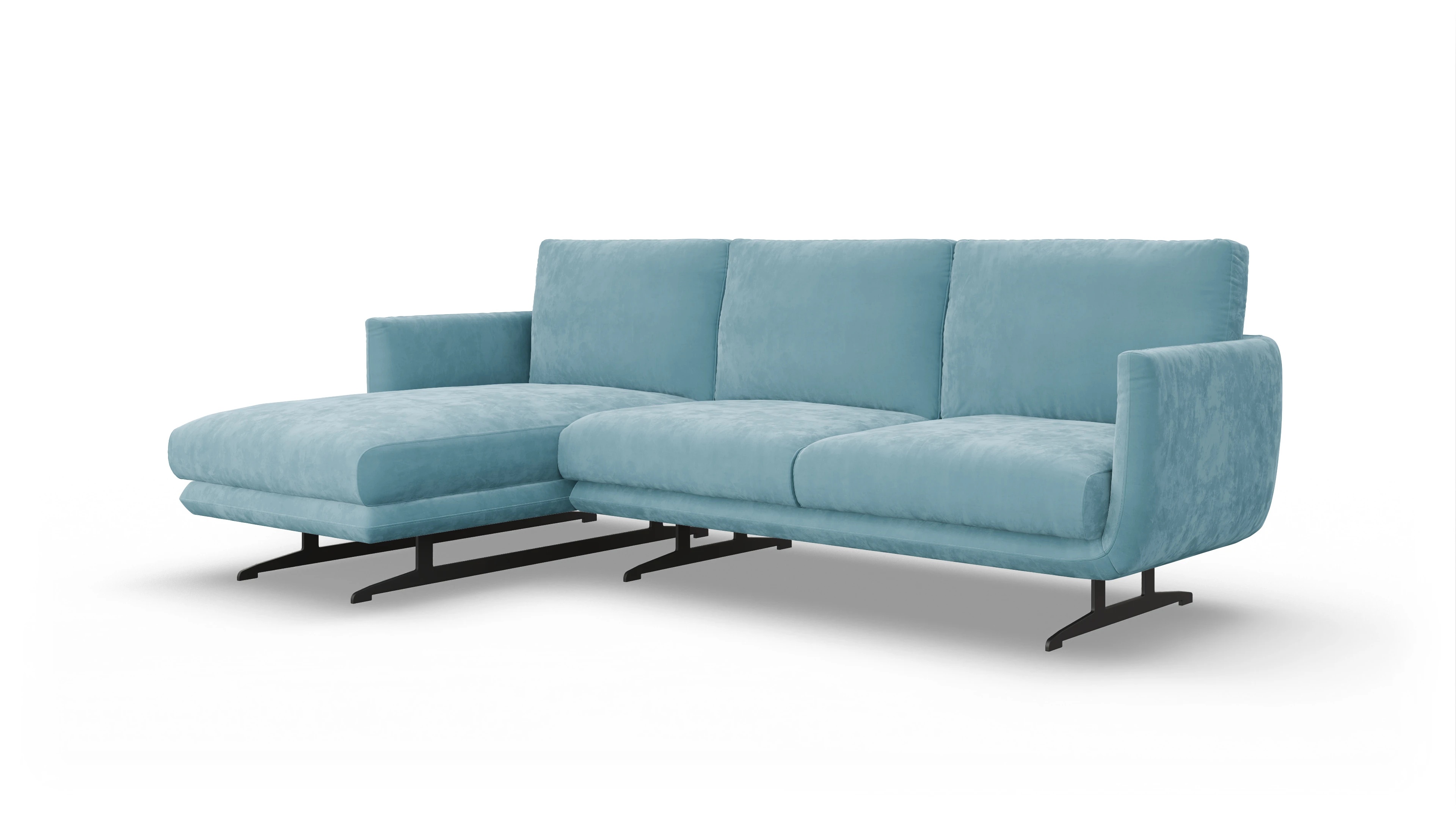 Ansicht des Produktes Boteri Sofa mit Rec links in Samt blau