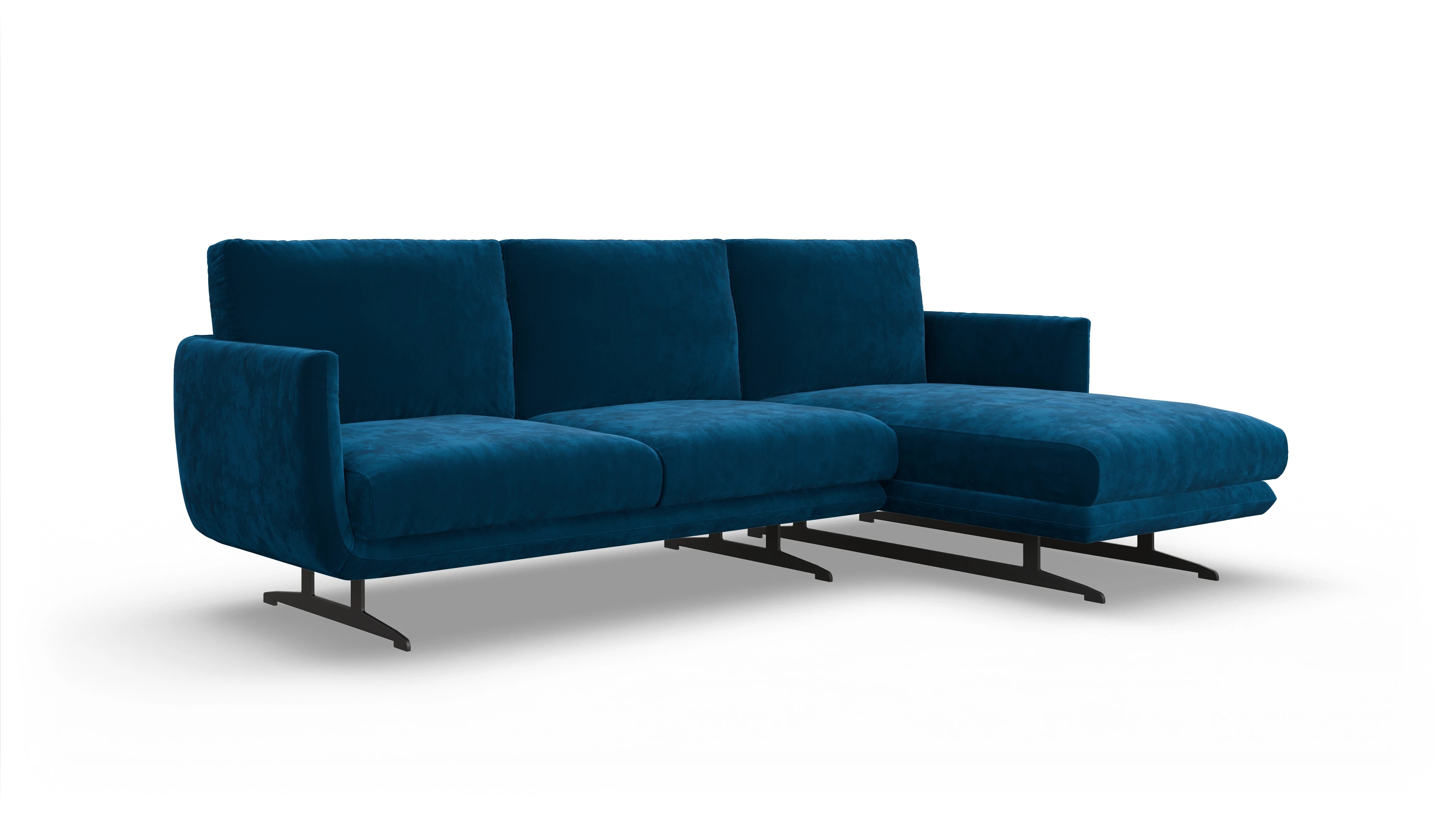 Ansicht des Produktes Boteri Sofa mit Rec rechts in Samt blau