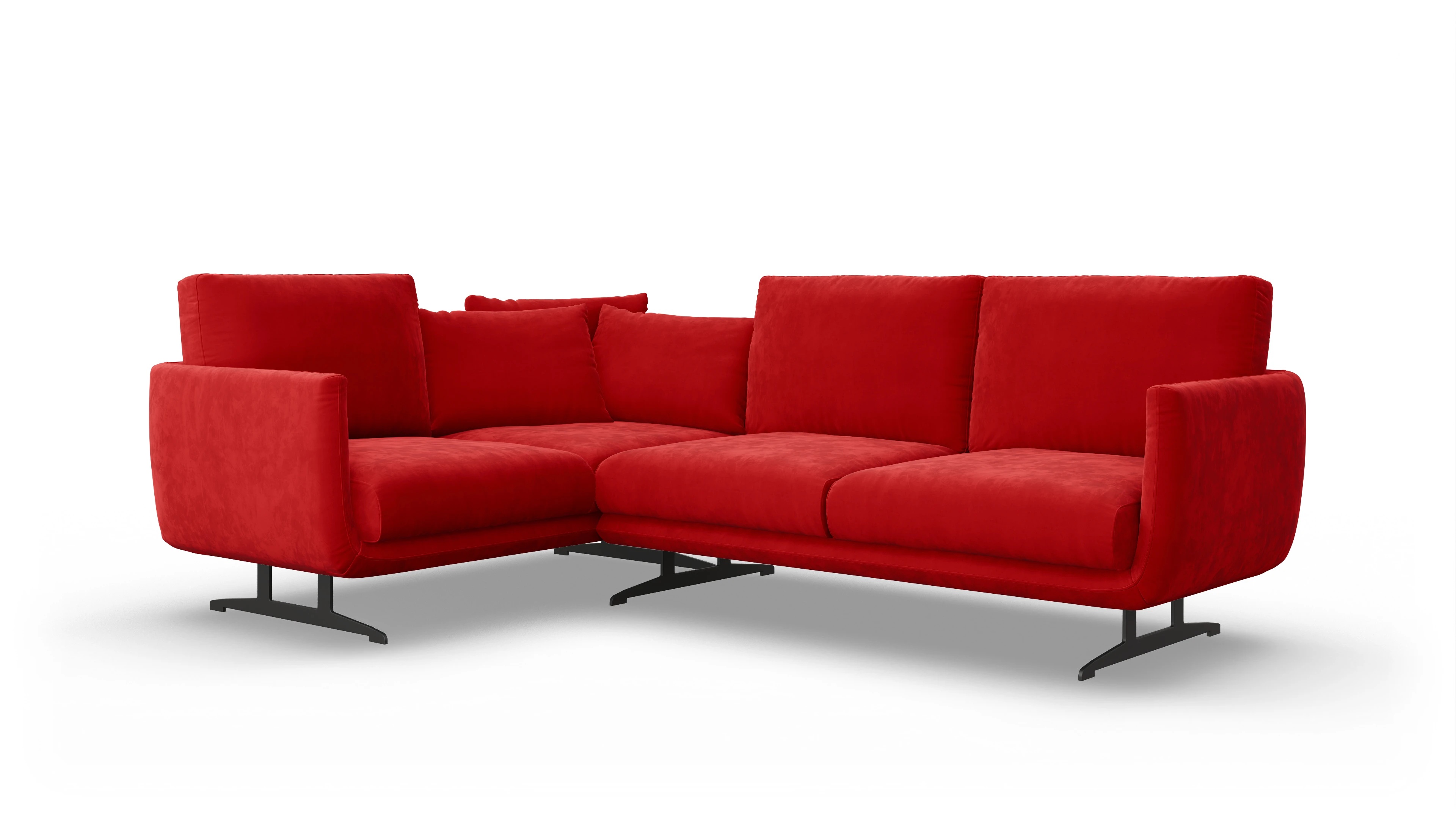 Ansicht des Produktes Boteri Ecksofa Links in Samt rot