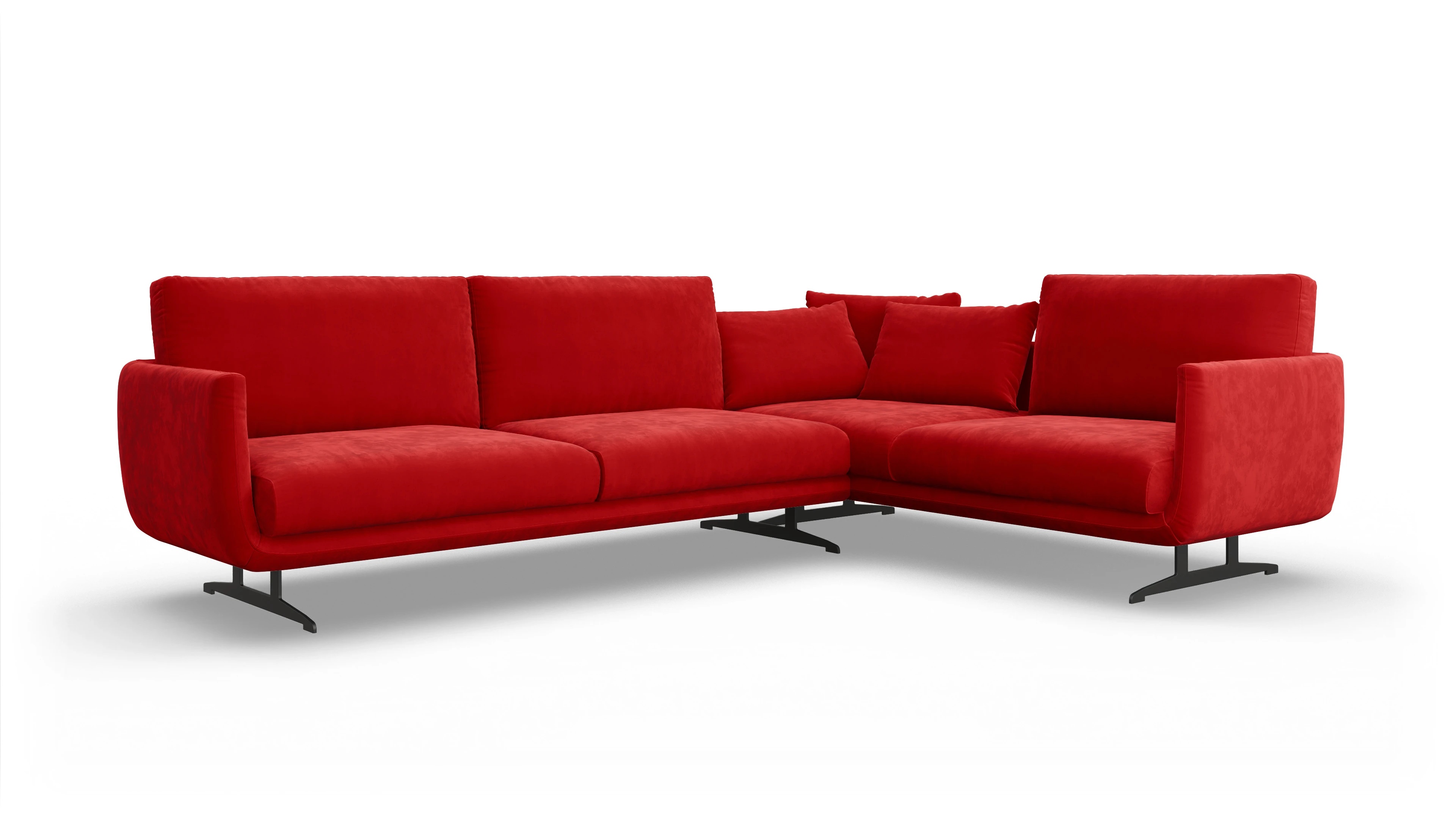 Ansicht des Produktes Boteri Ecksofa Rechts in Samt rot