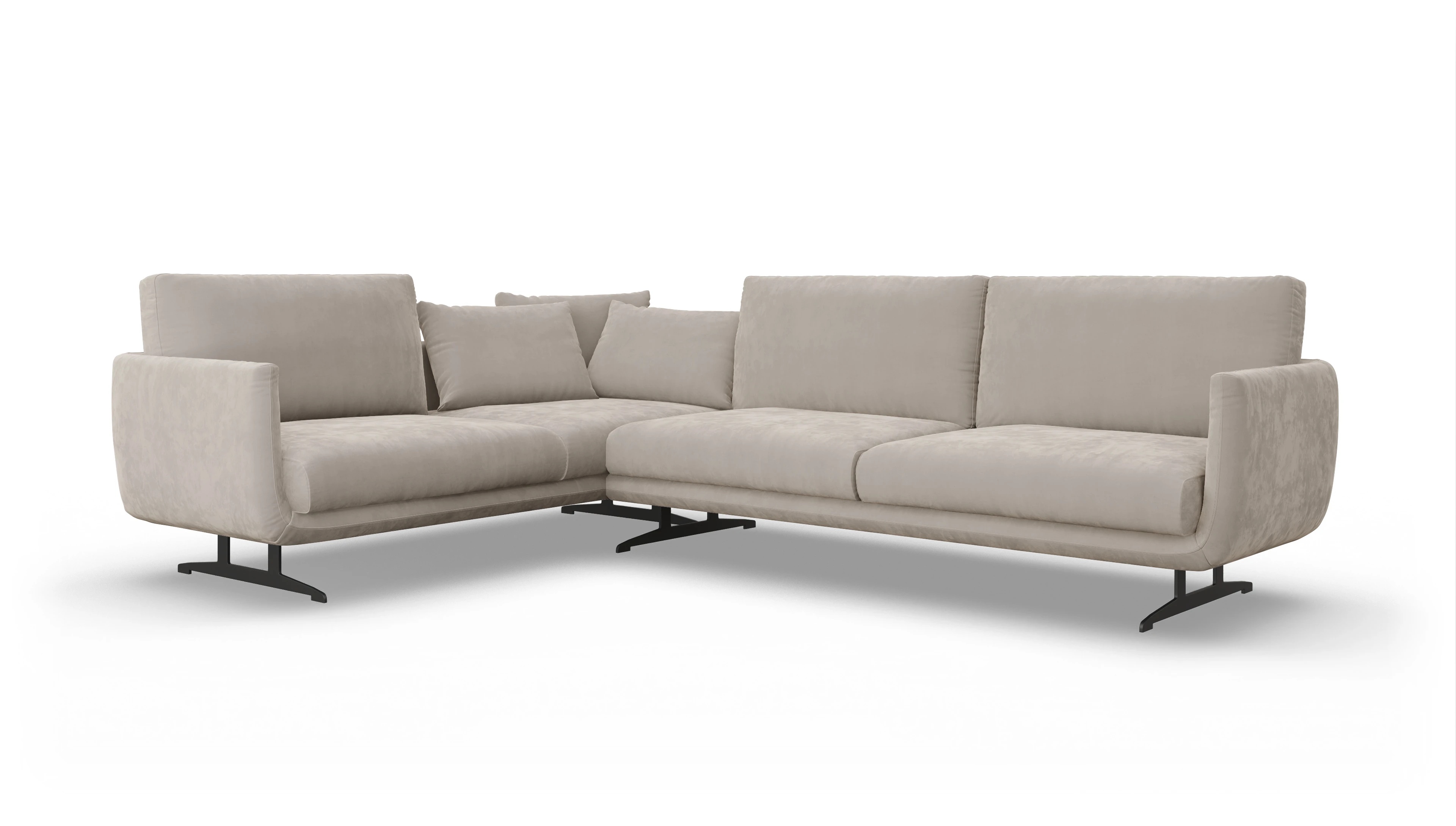 Designer-Sofa Boteri Ansicht des Produktes Boteri Ecksofa Links in Samt grau