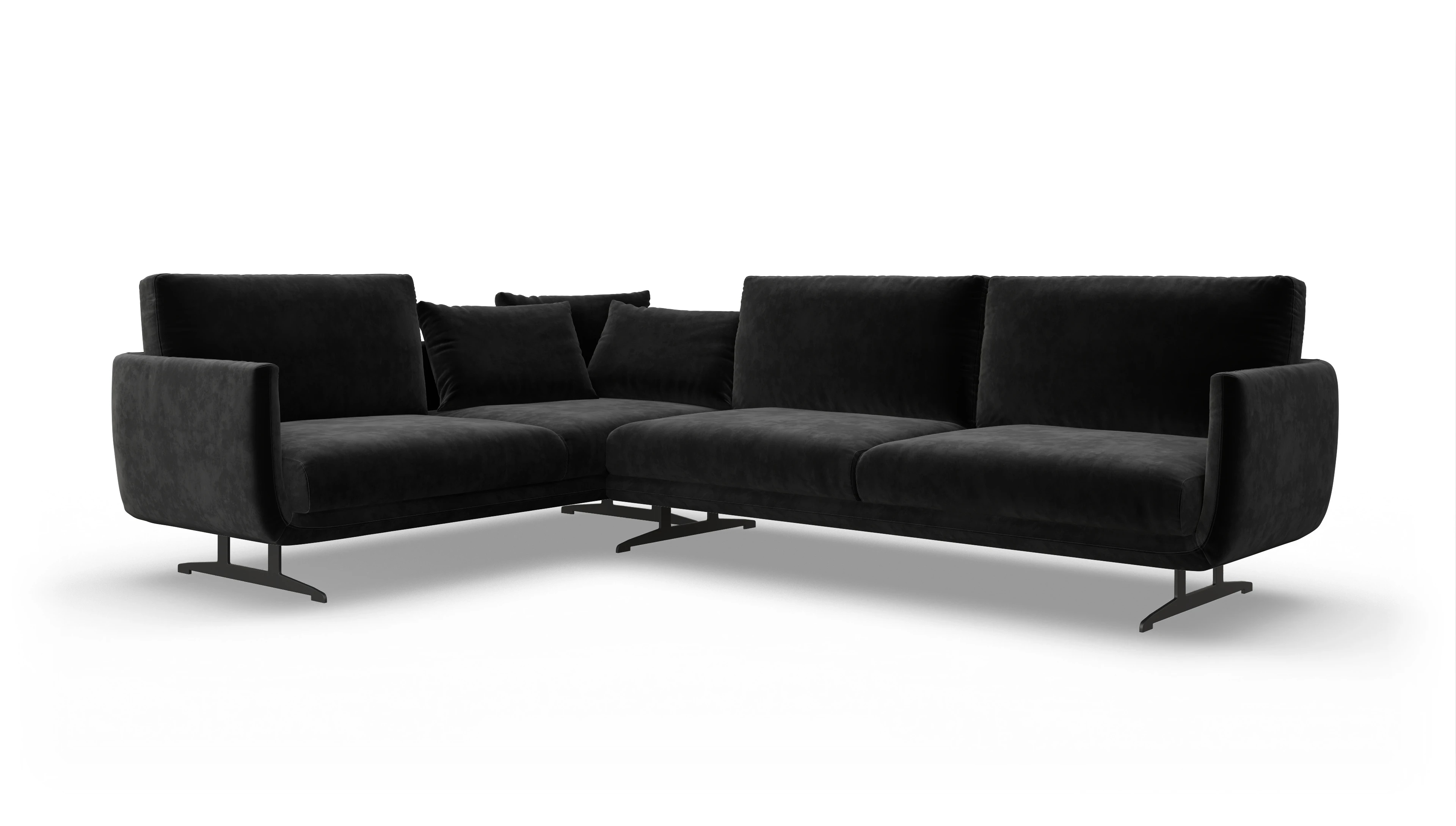 Ansicht des Produktes Boteri Ecksofa Links in Samt schwarz