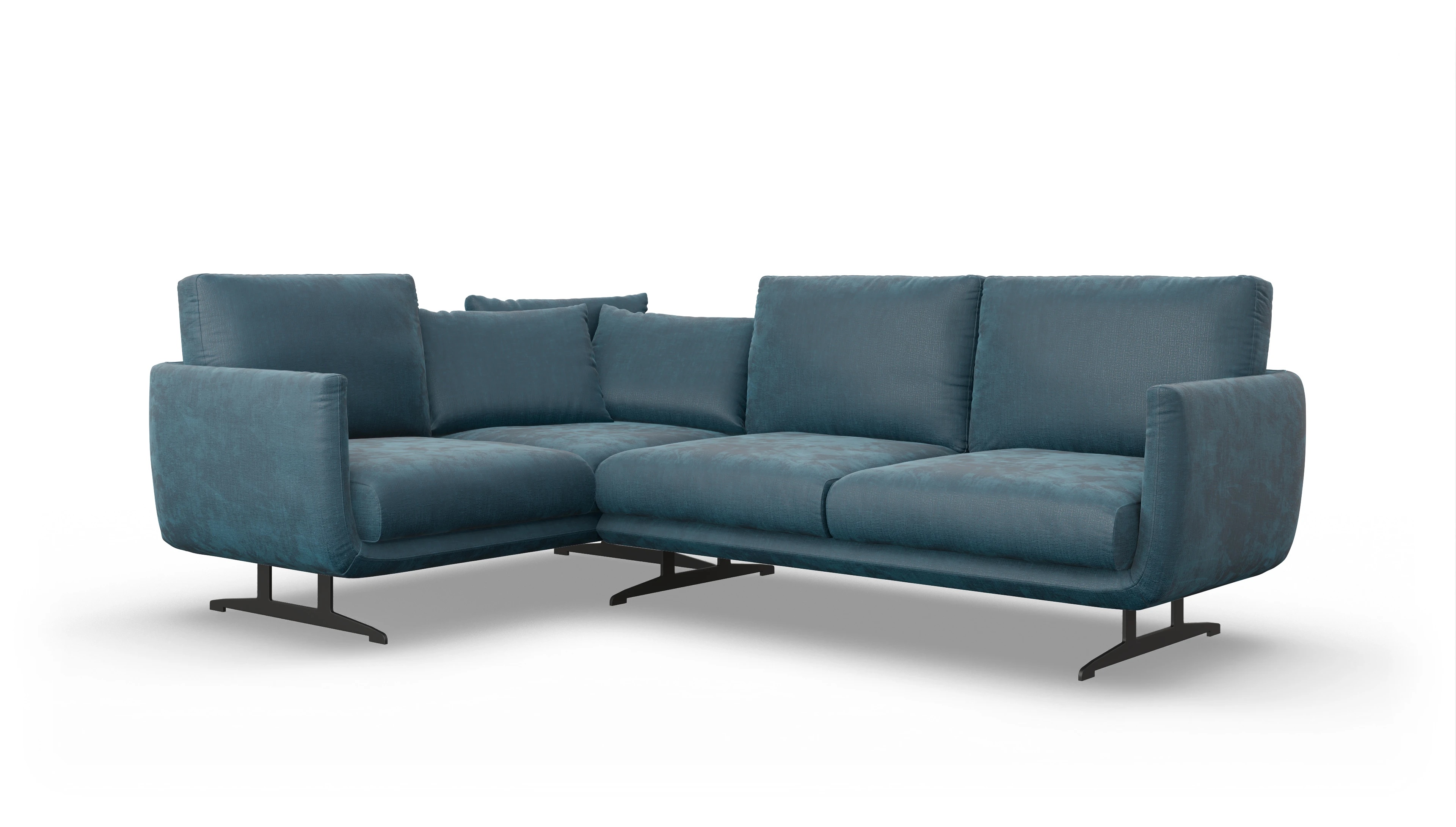 Designer-Sofa Boteri Ansicht des Produktes Boteri Ecksofa Links in Stoff blau