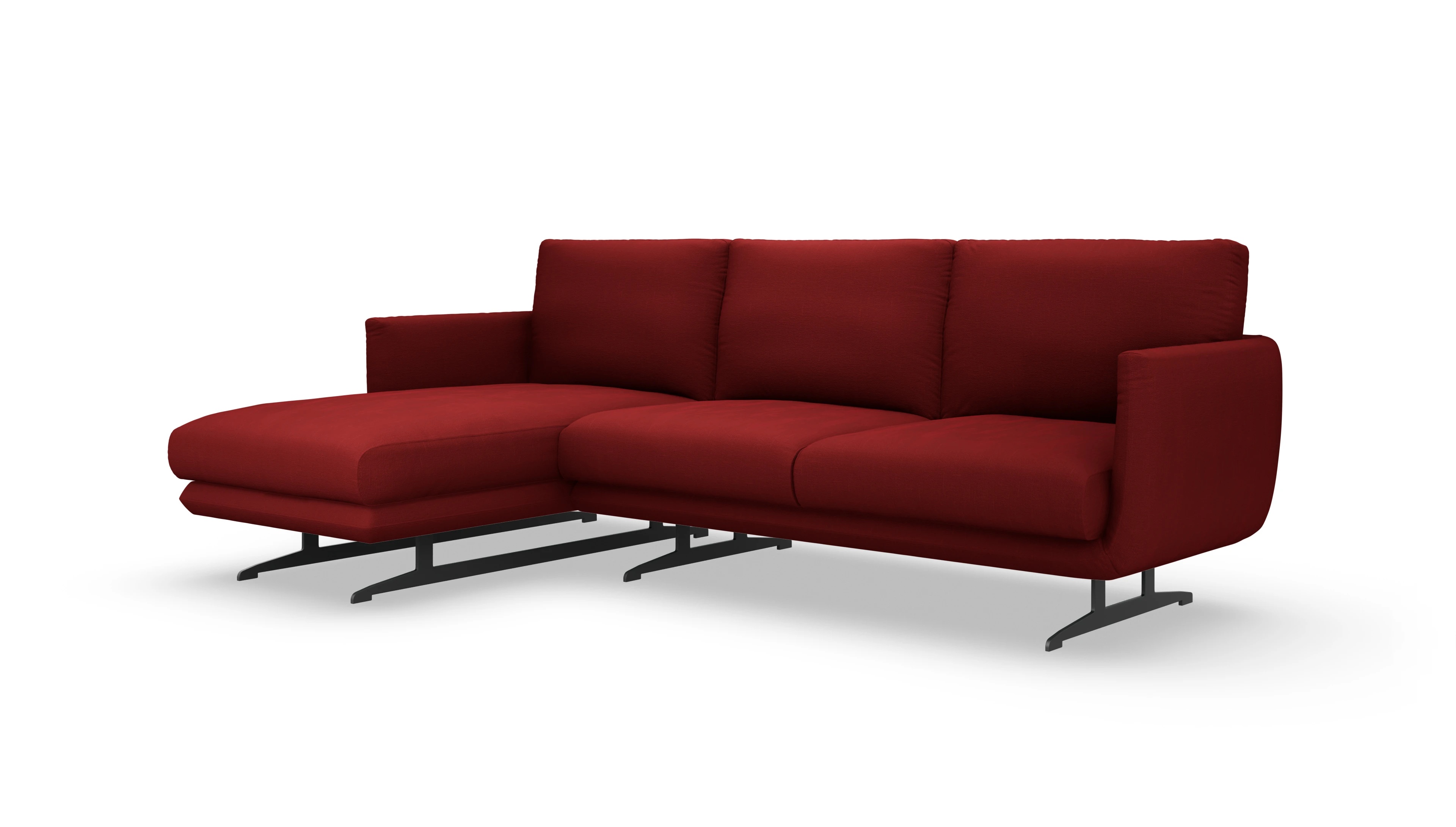 Ansicht des Produktes Boteri Sofa mit Rec links in Stoff rot