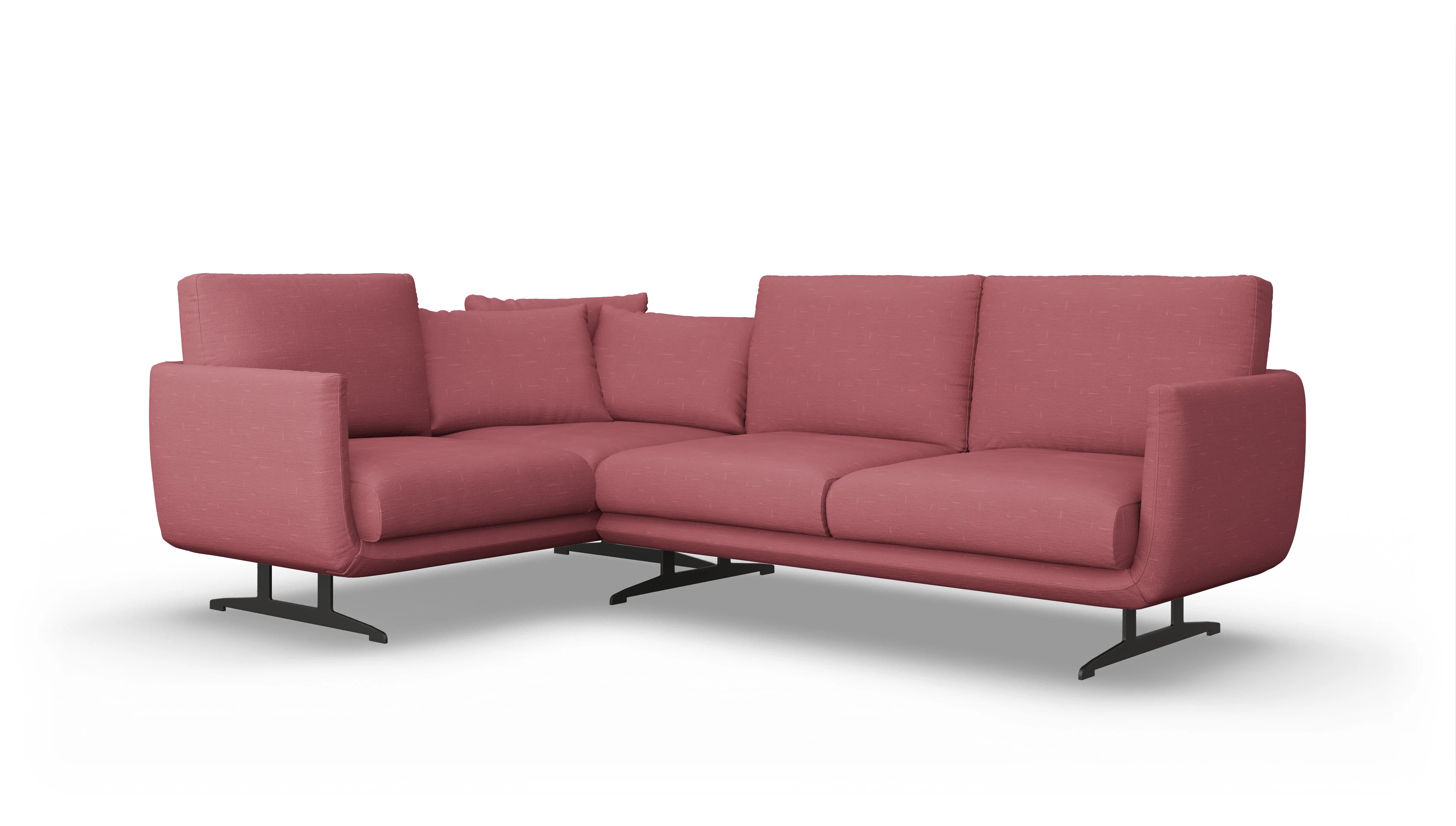 Designer-Sofa Boteri Ansicht des Produktes Boteri Ecksofa Links in Stoff rot