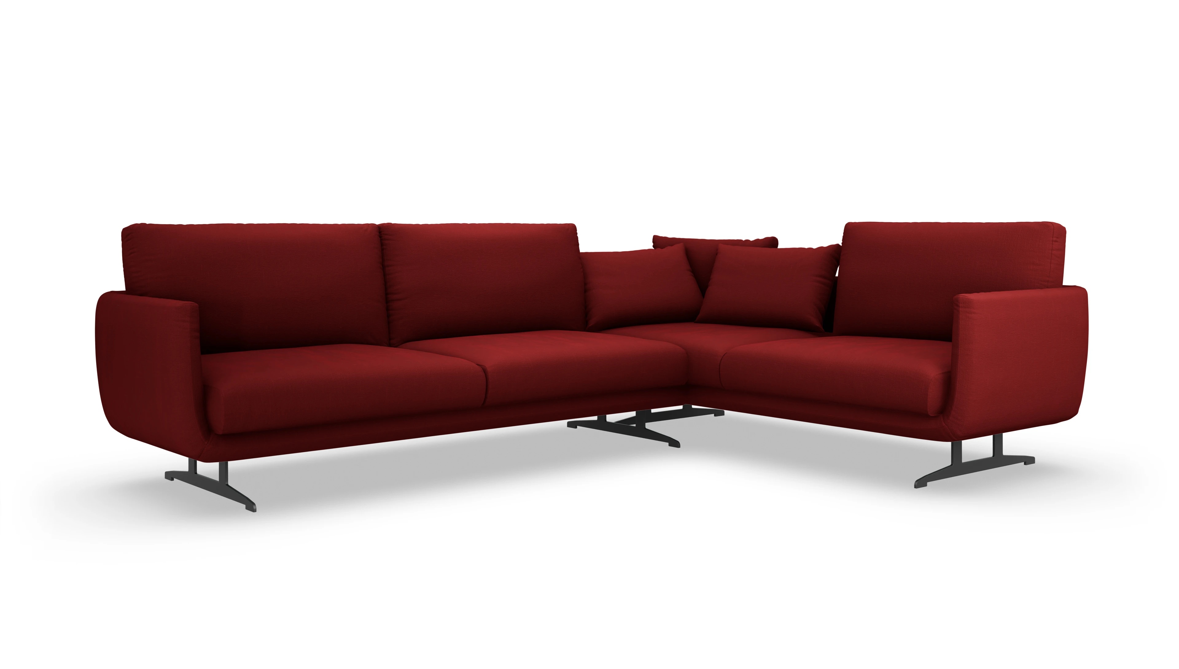 Ansicht des Produktes Boteri Ecksofa Rechts in Stoff rot