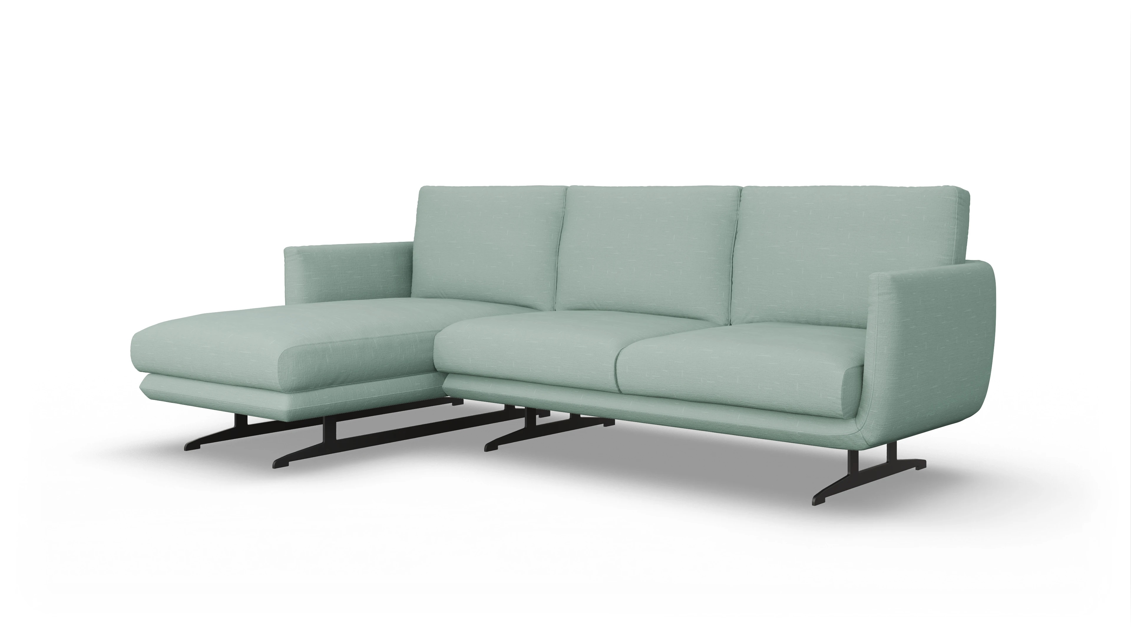 Ansicht des Produktes Boteri Sofa mit Rec links in Stoff grün