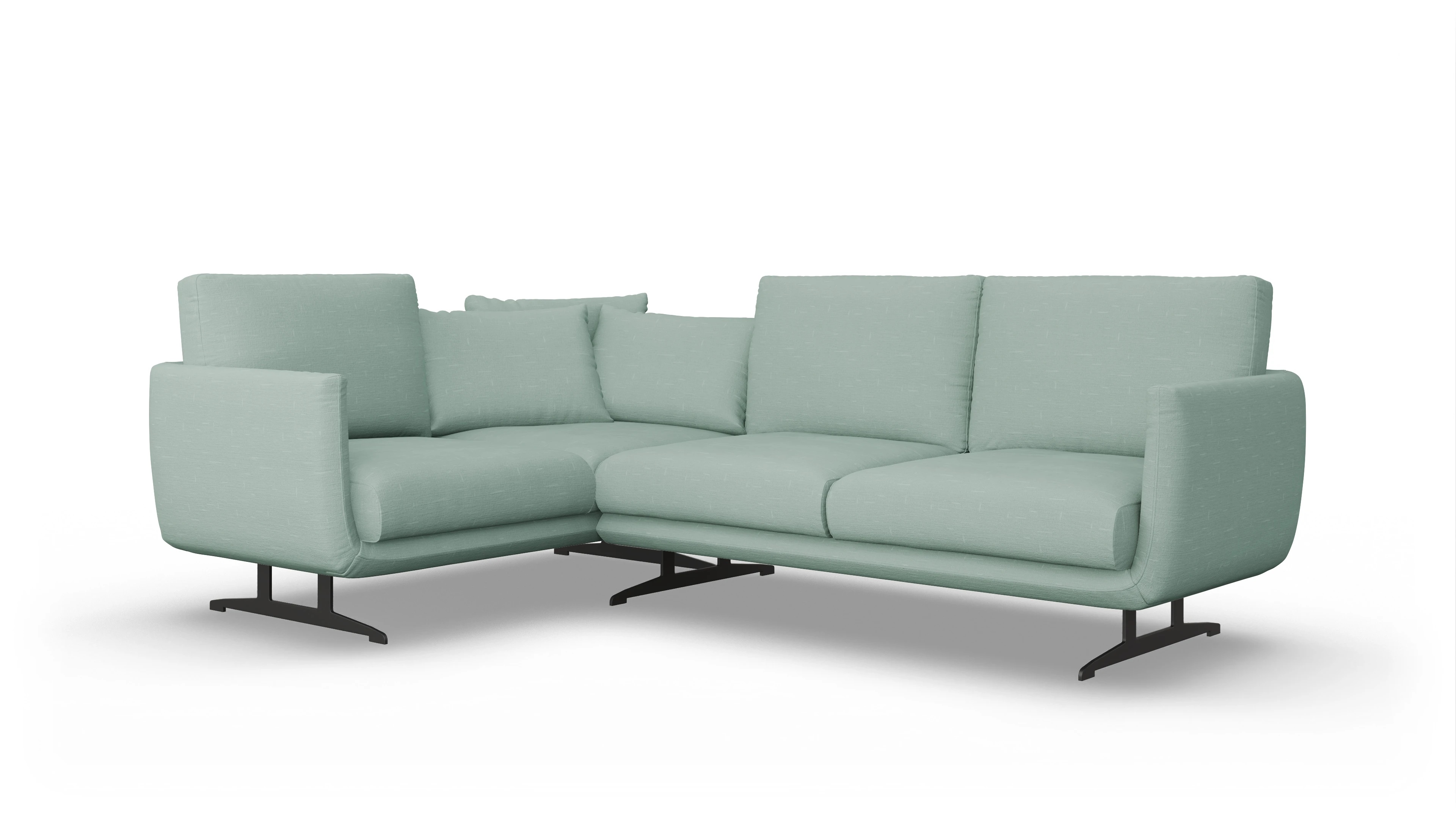 Ansicht des Produktes Boteri Ecksofa Links in Stoff grün