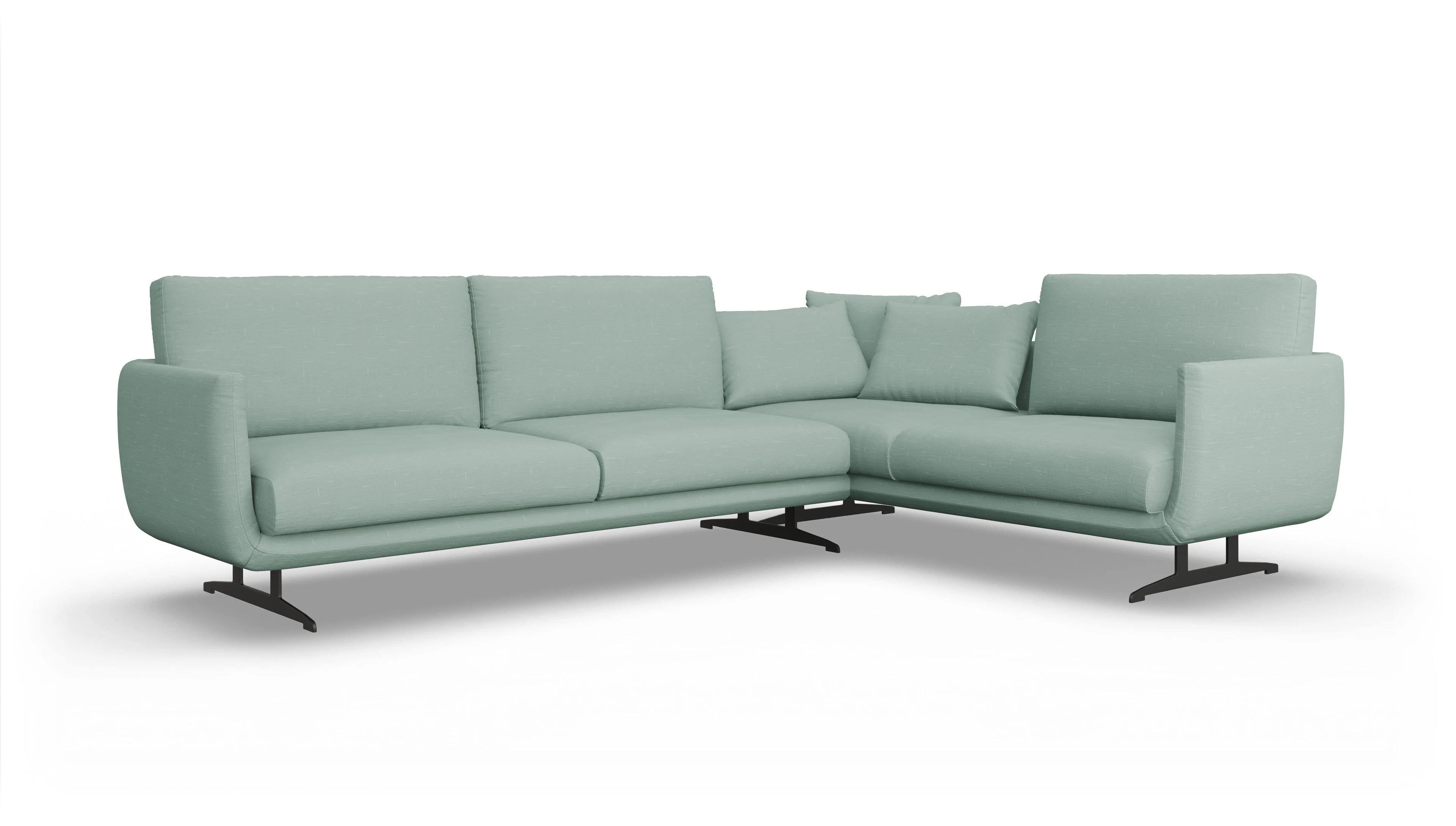 Ansicht des Produktes Boteri Ecksofa Rechts in Stoff grün