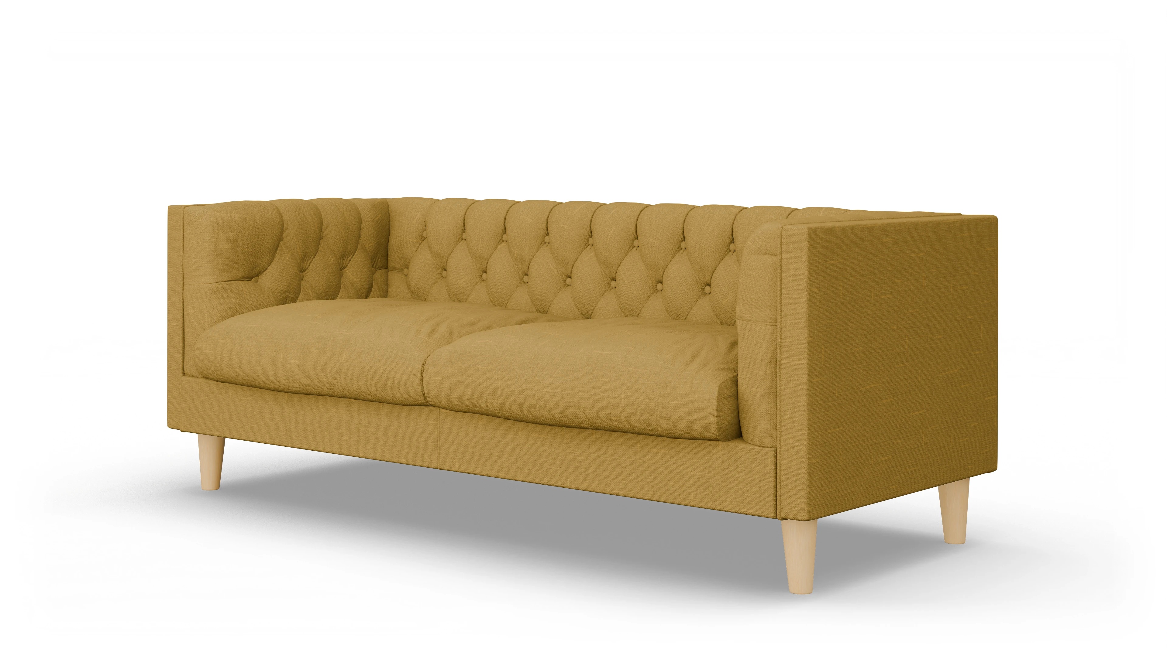 Stoff-Chesterfield NewChester.01 Ansicht des Produktes NewChester.01 2,5-Sitzer in Stoff gelb