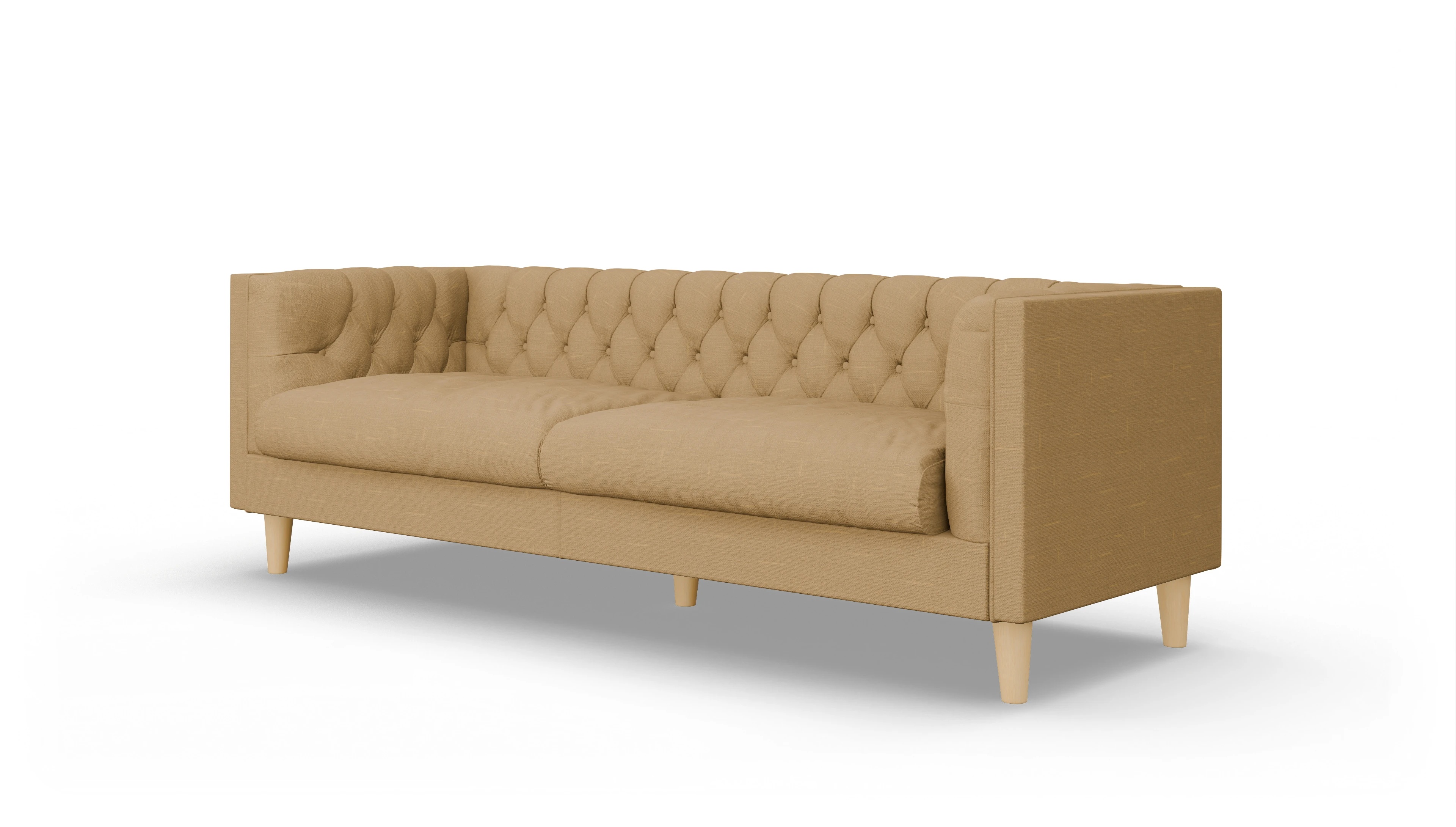 Stoff-Chesterfield NewChester.01 Ansicht des Produktes NewChester.01 3-Sitzer in Stoff gelb