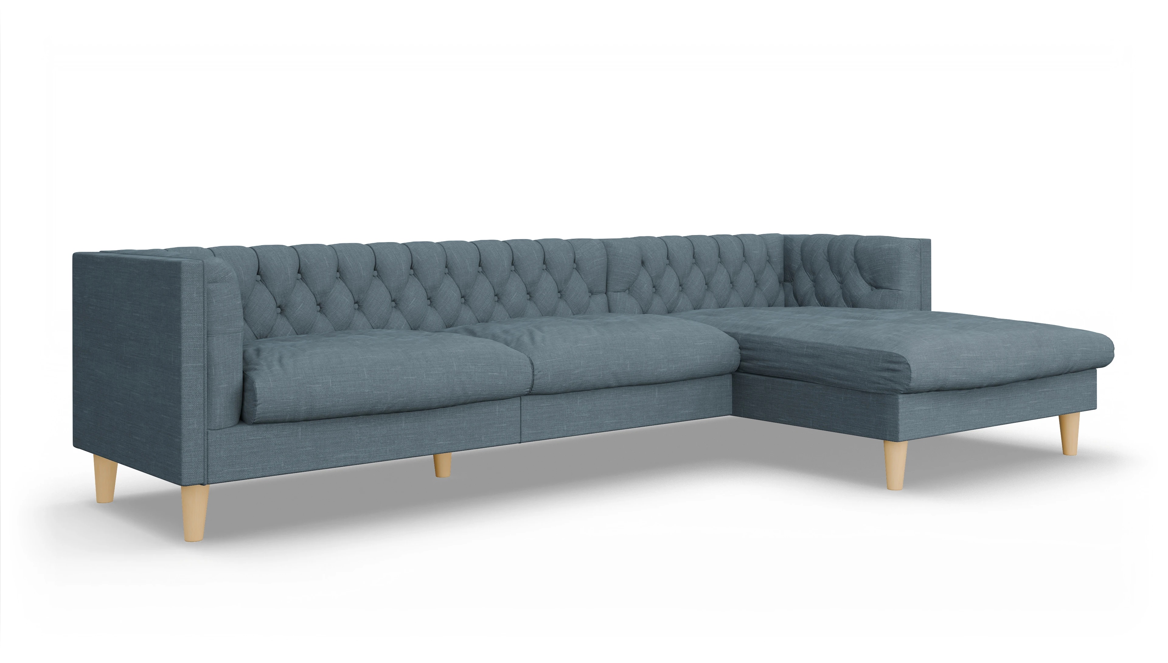 Ansicht des Produktes NewChester.01 Sofa mit Rec rechts in Stoff blau