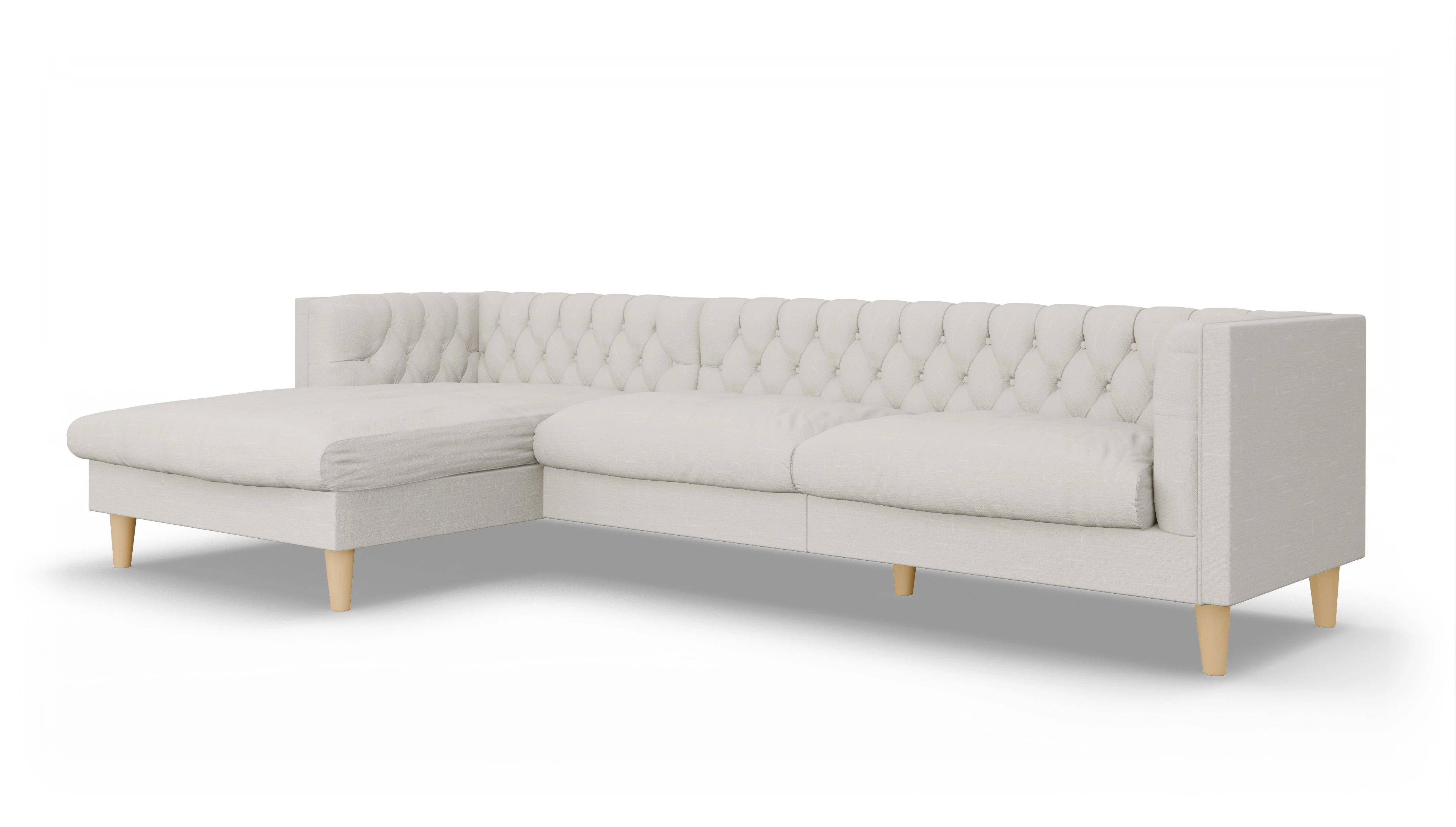 Stoff-Chesterfield NewChester.01 Ansicht des Produktes NewChester.01 Sofa mit Rec links in Stoff weiß