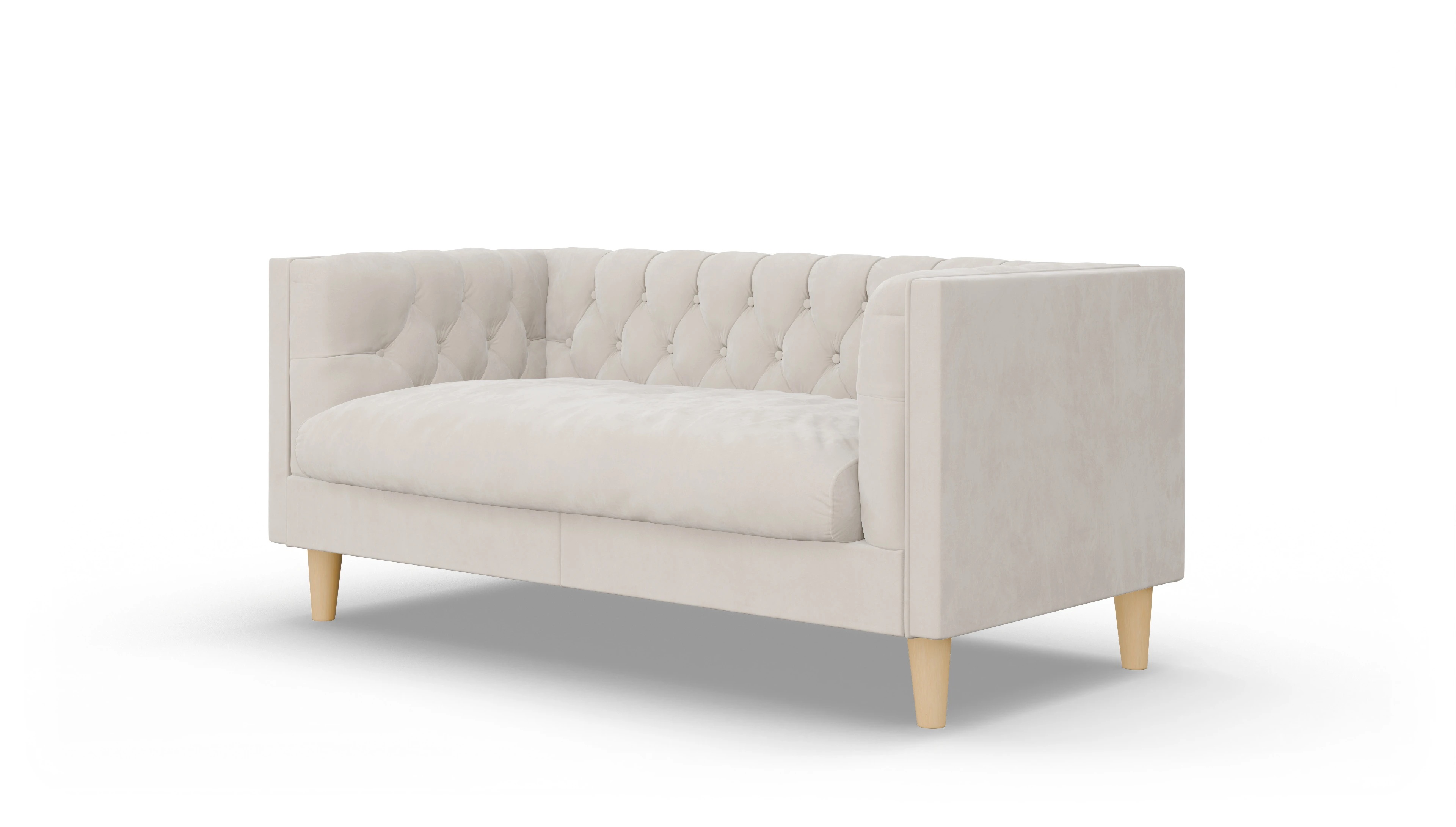 Stoff-Chesterfield NewChester.01 Ansicht des Produktes NewChester.01 2-Sitzer in Samt weiß