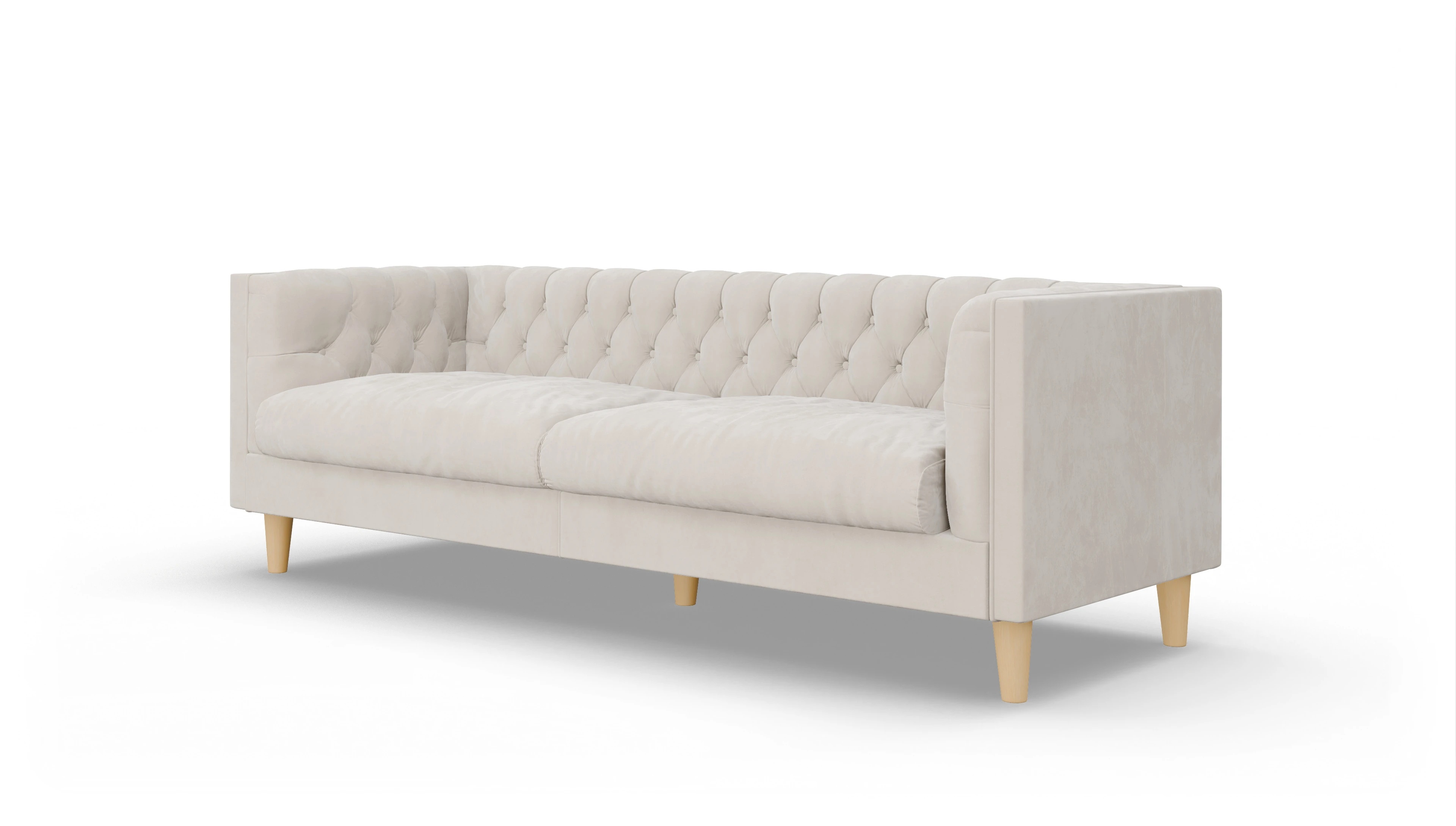 Stoff-Chesterfield NewChester.01 Ansicht des Produktes NewChester.01 3-Sitzer in Samt weiß