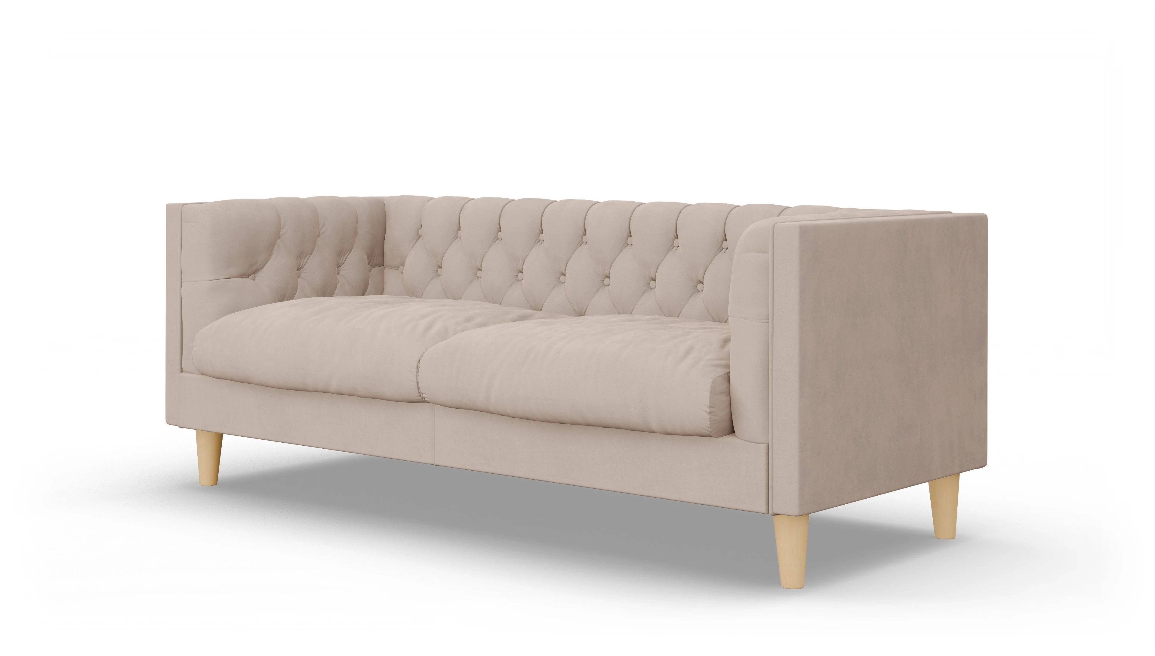 Stoff-Chesterfield NewChester.01 Ansicht des Produktes NewChester.01 2,5-Sitzer in Samt beige