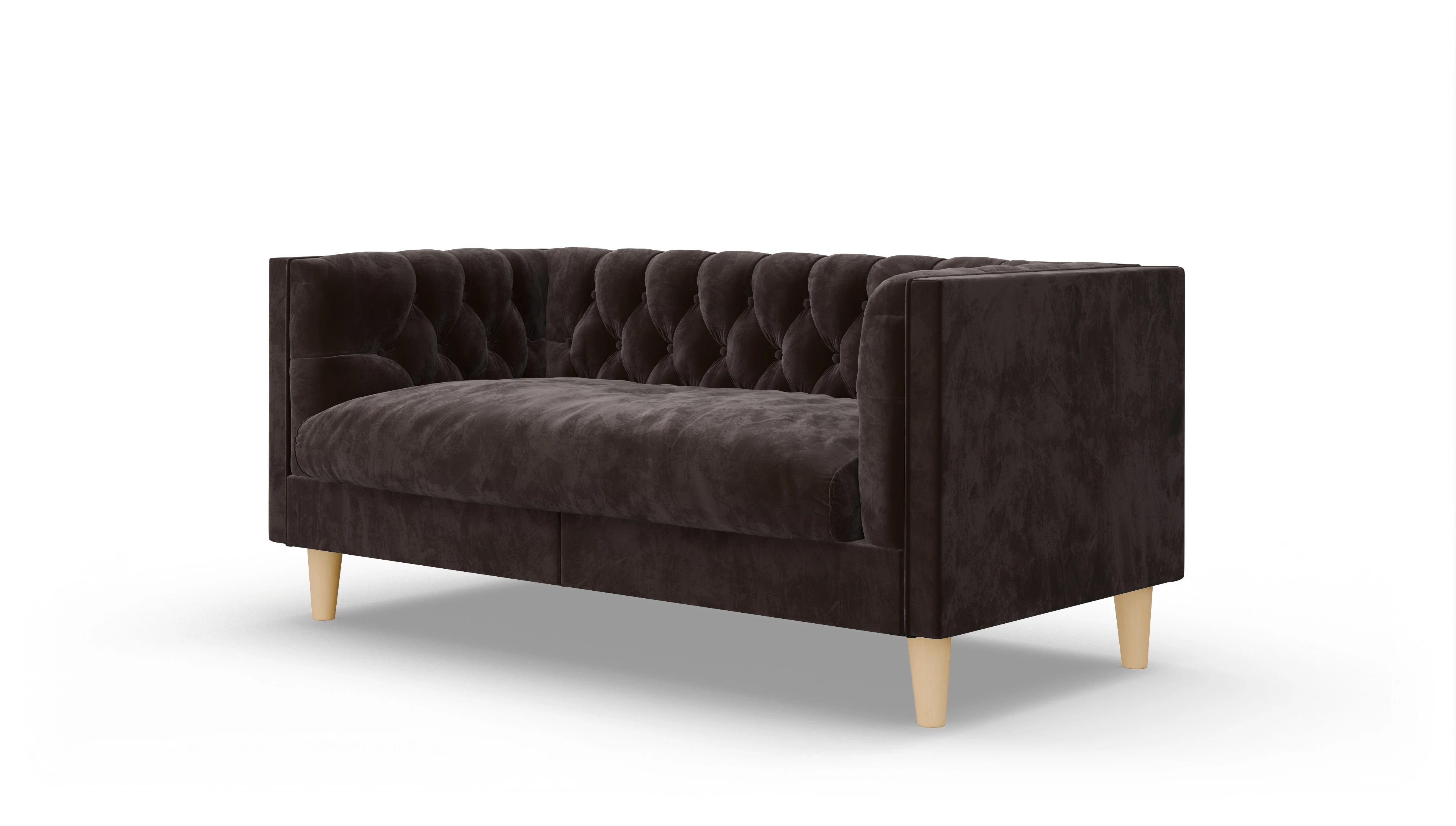 Stoff-Chesterfield NewChester.01 Ansicht des Produktes NewChester.01 2-Sitzer in Samt braun