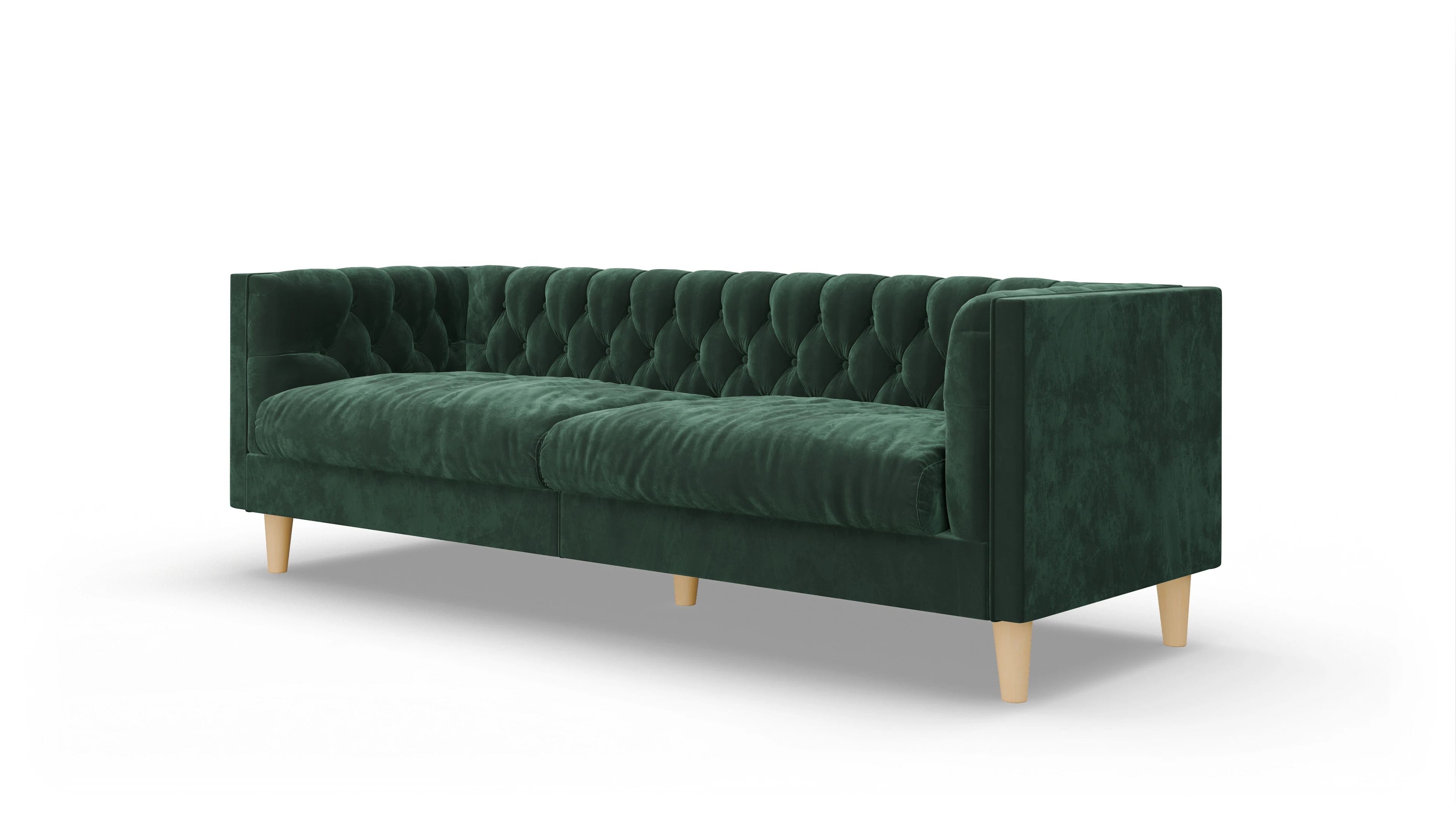 Stoff-Chesterfield NewChester.01 Ansicht des Produktes NewChester.01 3-Sitzer in Samt grün