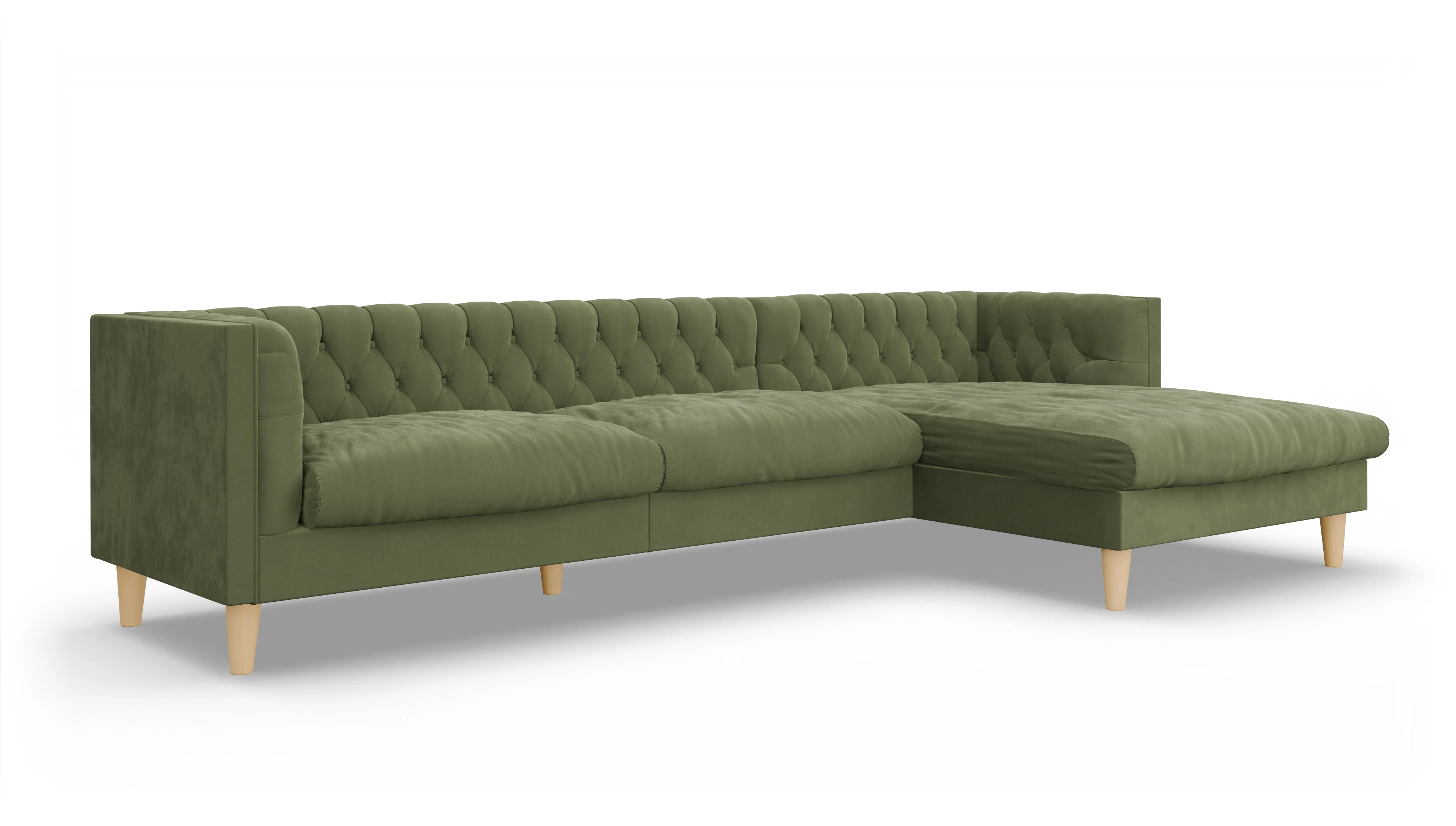 Ansicht des Produktes NewChester.01 Sofa mit Rec rechts in Samt grün